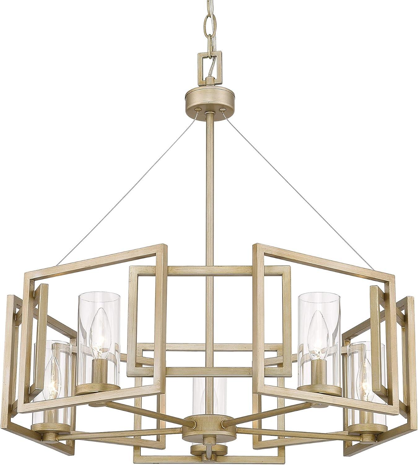 Golden Lighting Marco 5-Light Chandelier in White Gold with Clear Glass