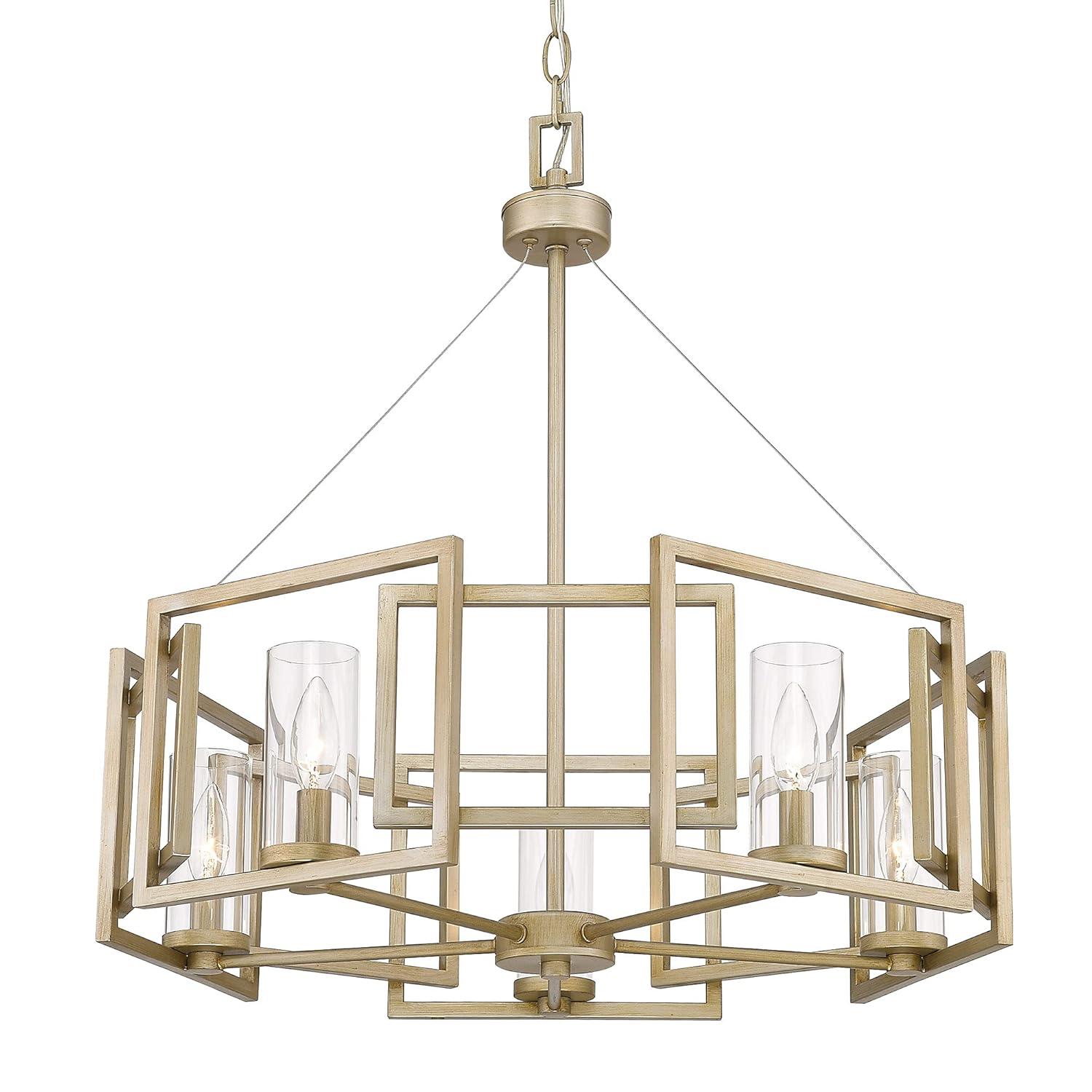 Golden Lighting Marco 5-Light Chandelier in White Gold with Clear Glass