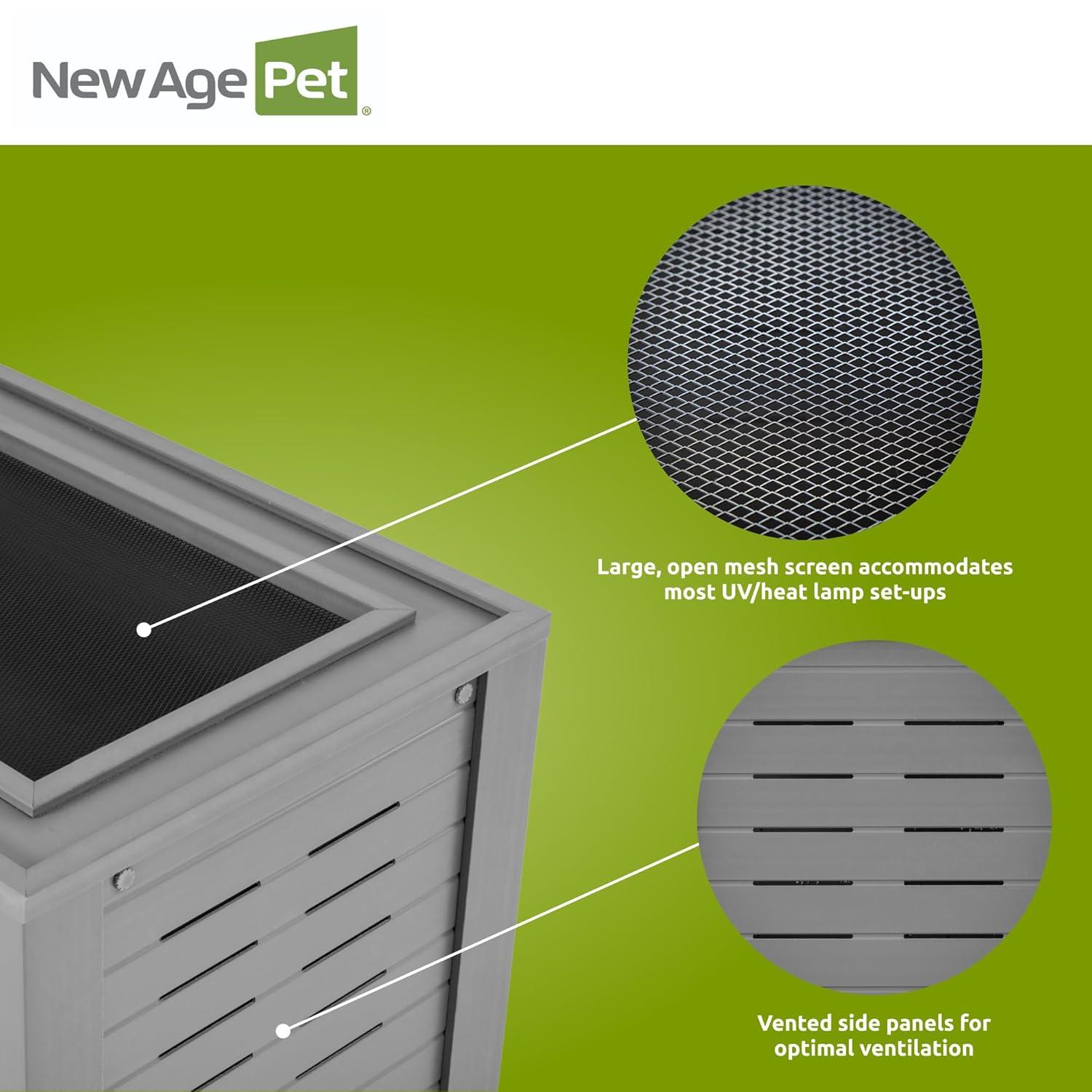 New Age Pet® ECOFLEX® 36 in. Mojave Reptile Terrarium Lounge - Durable Composite Habitat with Ventilated Side Panels, Removable Sliding Glass Doors and Mesh Screen Top for UV/Heat Lamp Setup