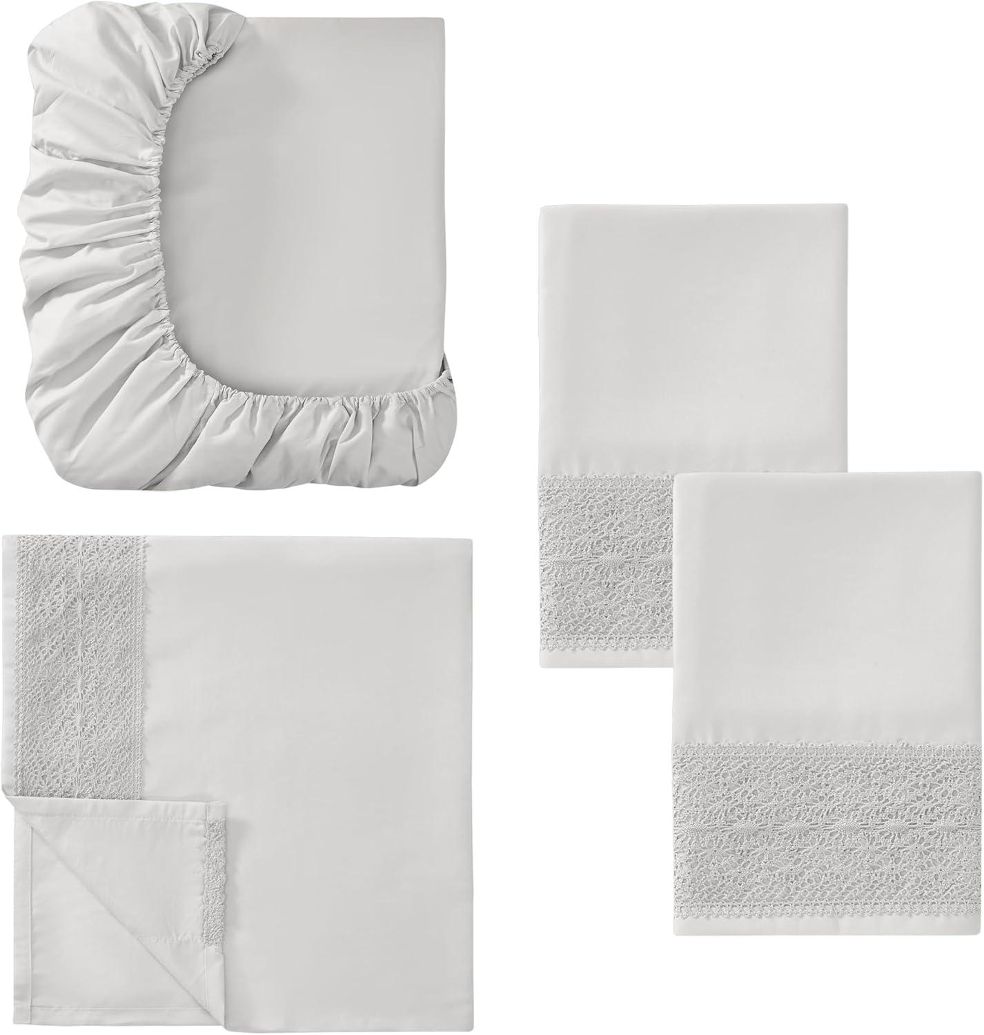 Modern Threads Modern Threads Yate Soft Microfiber Crochet Lace Sheets - Luxurious Microfiber Bed Sheets - Includes Flat Sheet, Fitted Sheet with Deep Pockets, & Pillowcases