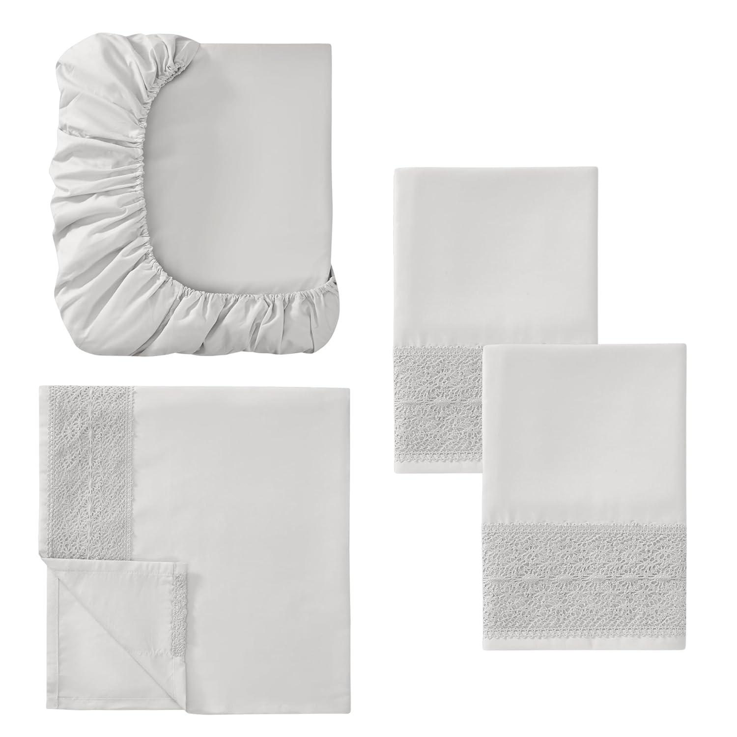 Modern Threads Modern Threads Yate Soft Microfiber Crochet Lace Sheets - Luxurious Microfiber Bed Sheets - Includes Flat Sheet, Fitted Sheet with Deep Pockets, & Pillowcases