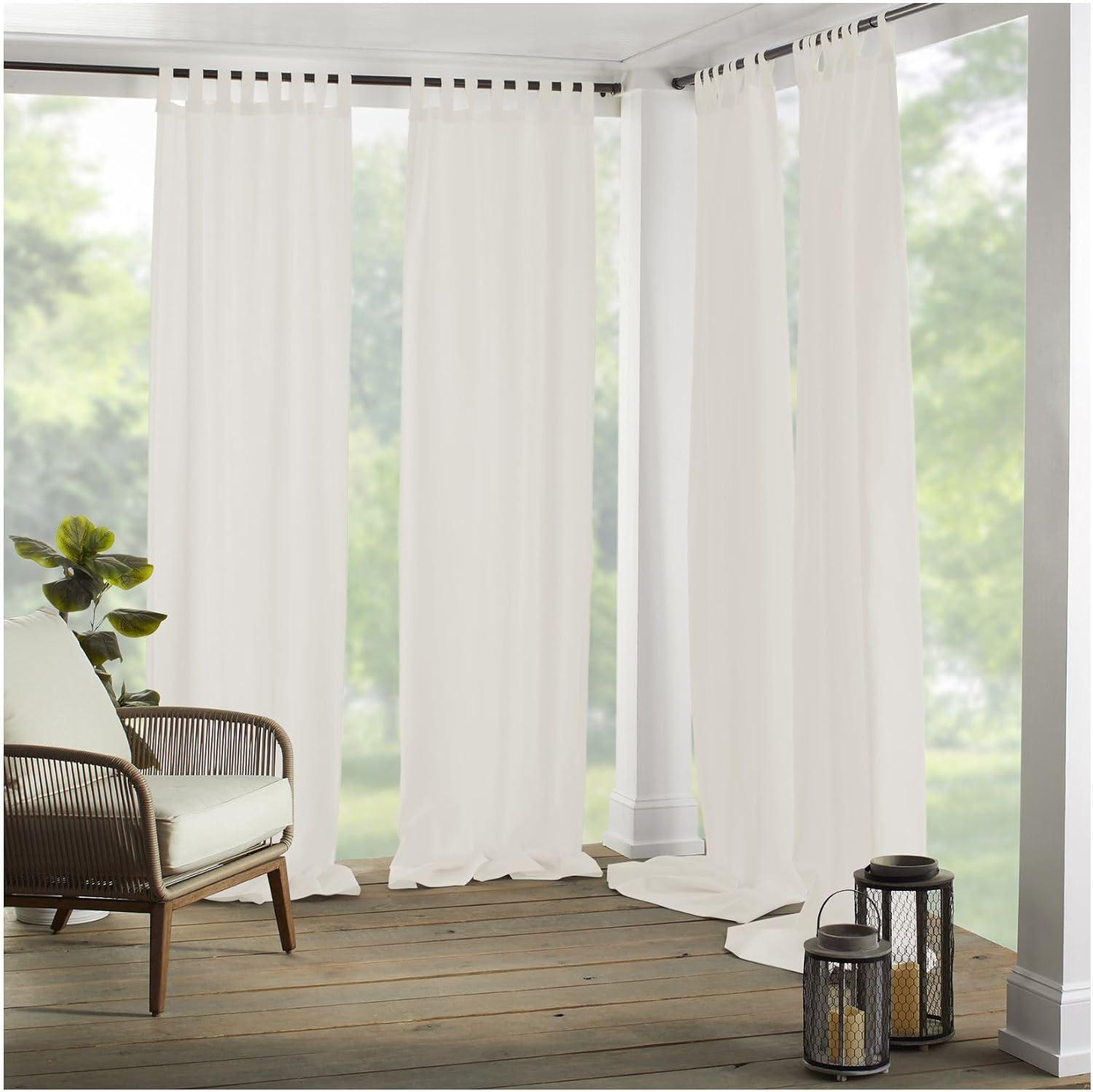 Elrene Matine Solid Tab Top Indoor/Outdoor Single Window Curtain for Patio, Pergola, Porch, Cabana, Deck, Lanai - Elrene Home Fashions