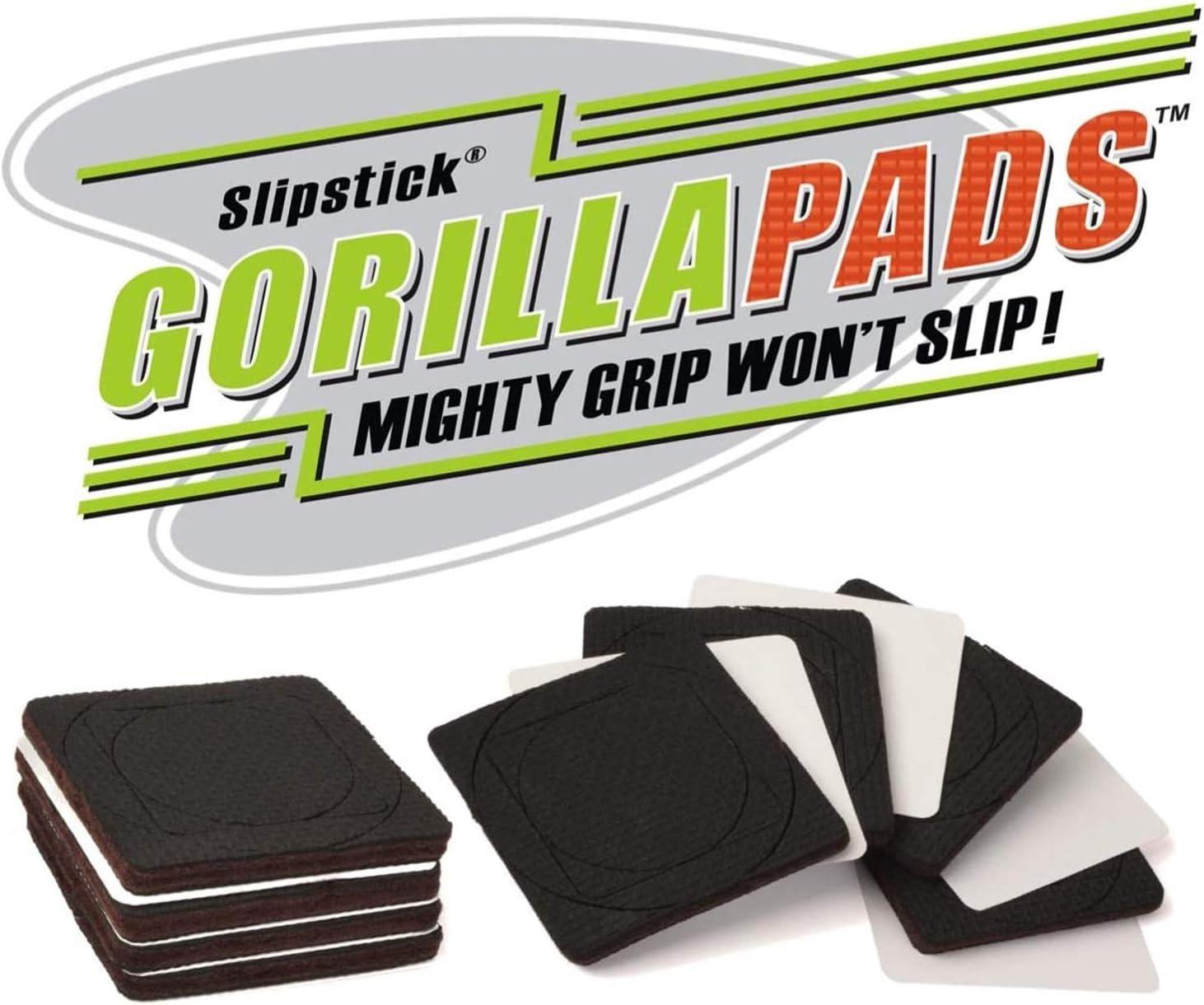 GorillaPads Non-Slip Furniture Pads/Grippers, Rubber Floor Protectors for Under Furniture, Black (2.5" Pre-Scored) CB145-8