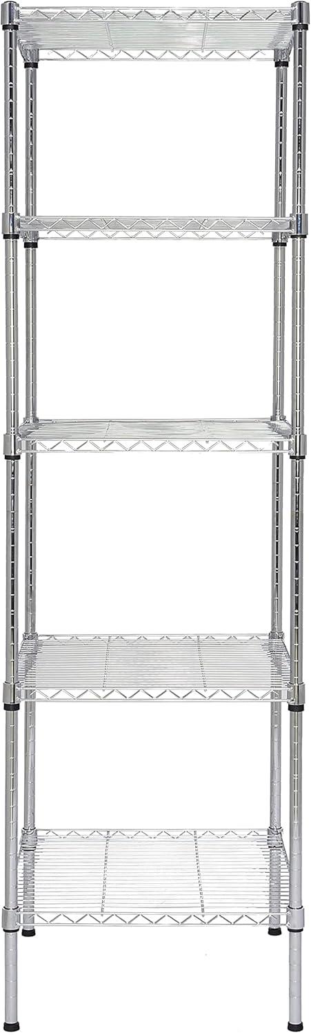 Heavy Duty Chrome 5-Tier Wire Shelving Unit with Thicken Steel Tube