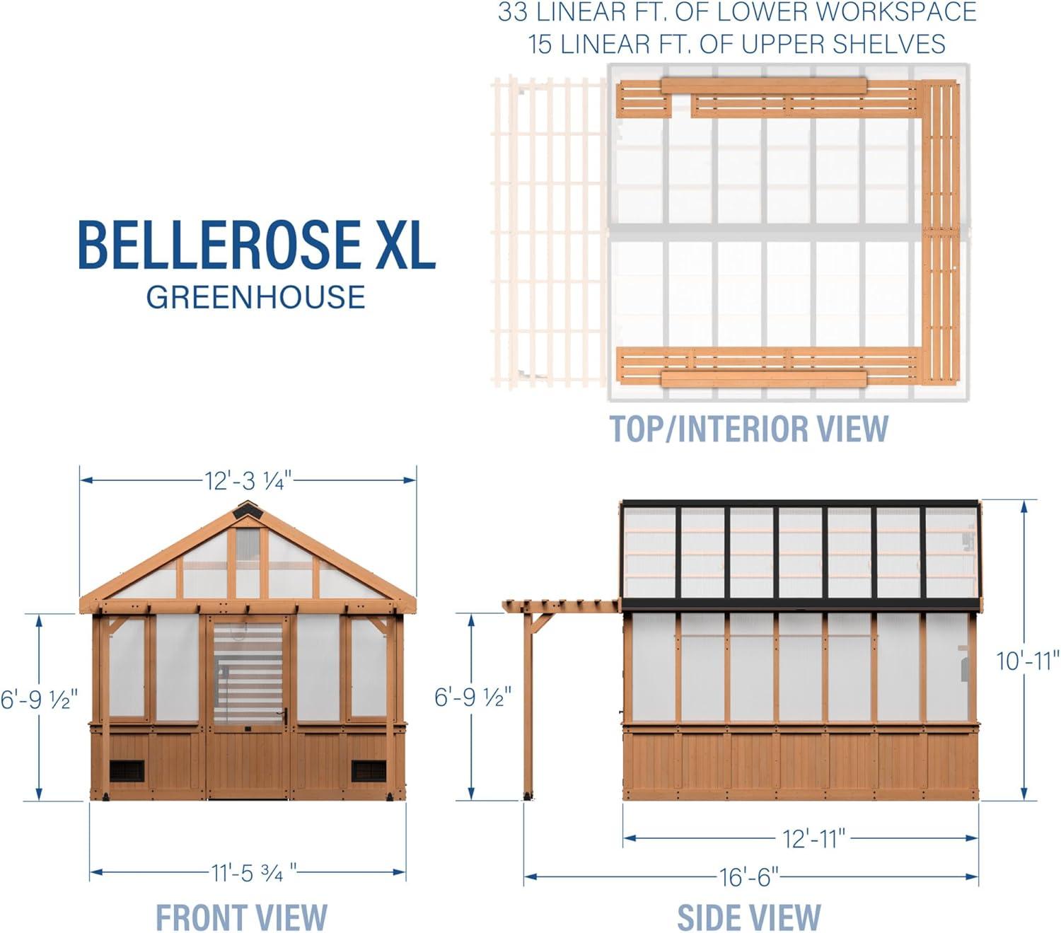 Bellerose XL 13 ft. x 11 ft. Cedar Wood and Polycarbonate Greenhouse