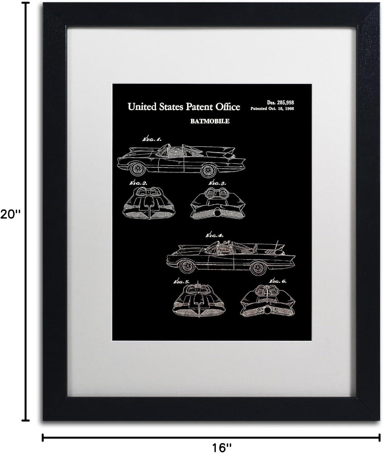 Batmobile Patent 1966 Black and White Canvas Print with Frame