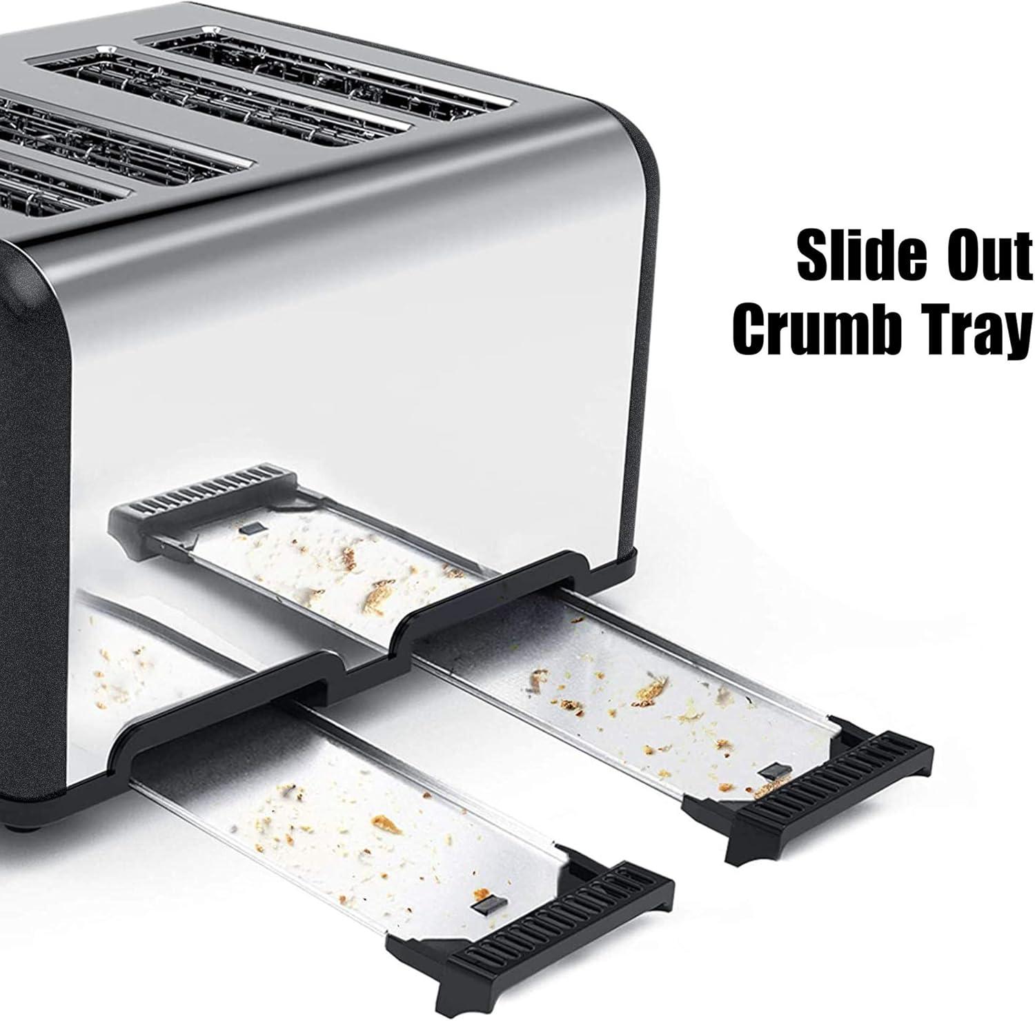 Modern Stainless Steel 4-Slice Toaster with LCD Display and Wide Slots