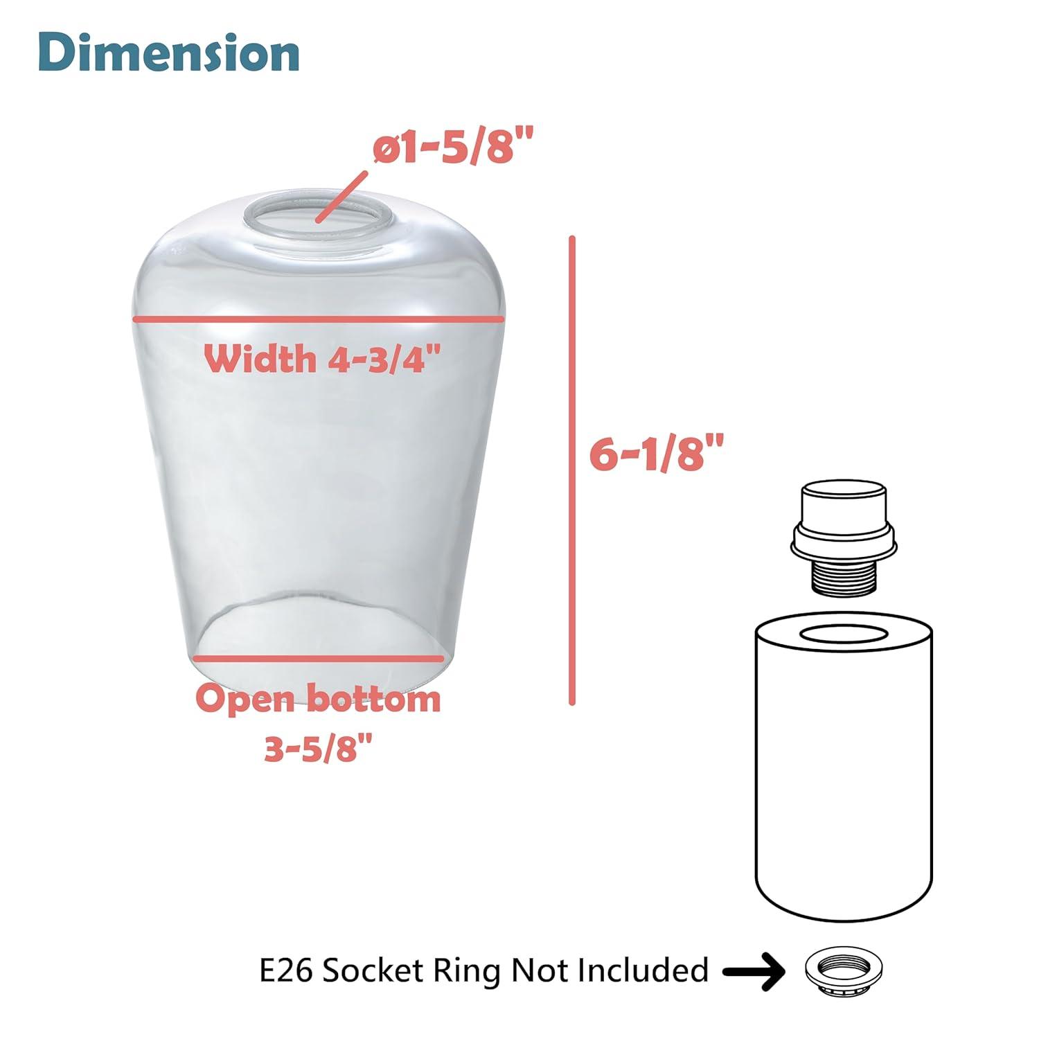 Aspen Creative 23655-60-2, Clear Wine Glass Shade, Fitter: 1-5/8” D, 4-3/4" D x 6-1/8" H, Set of 2