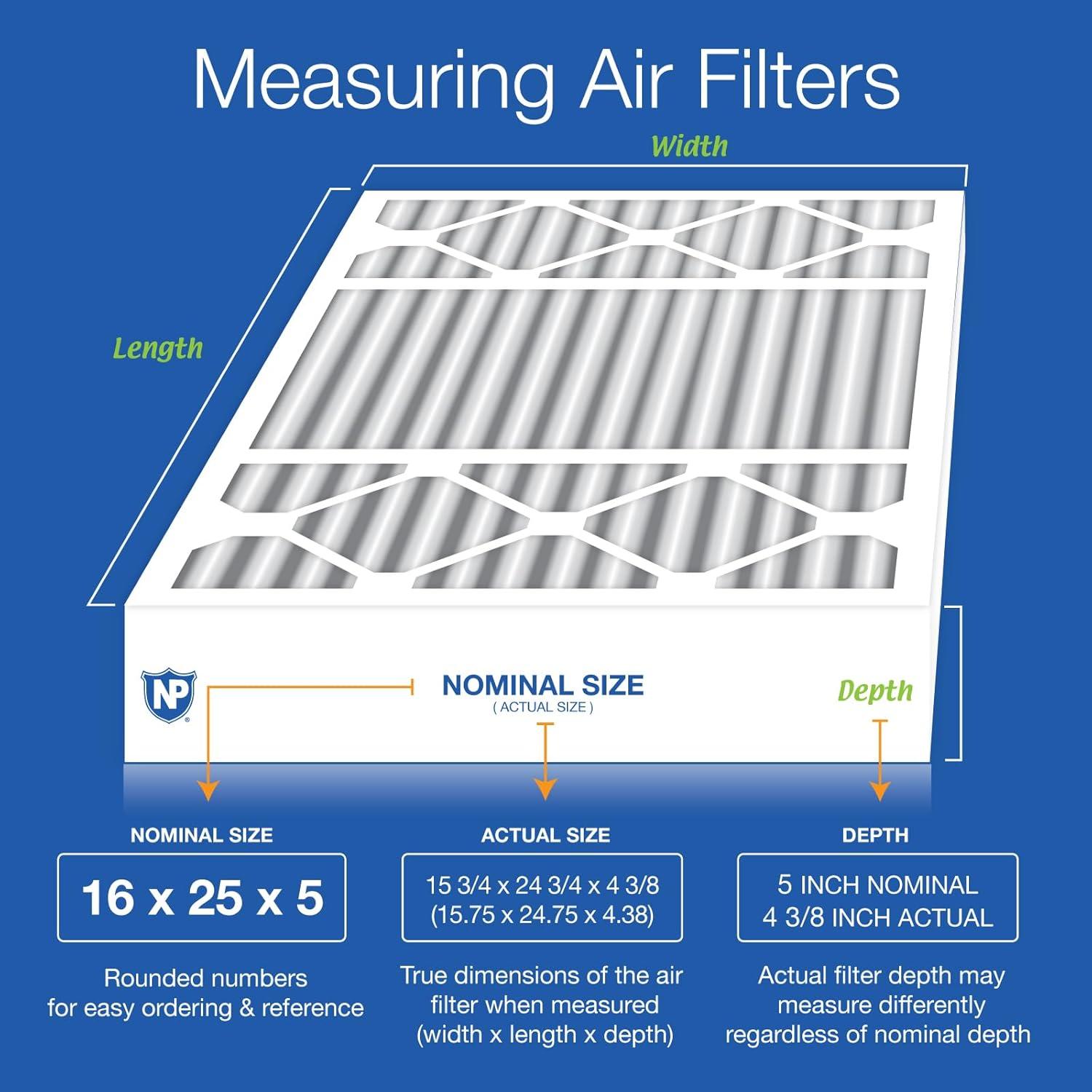 Nordic Pure 16x25x5 MERV 12 Pleated Air Filters 2 Pack