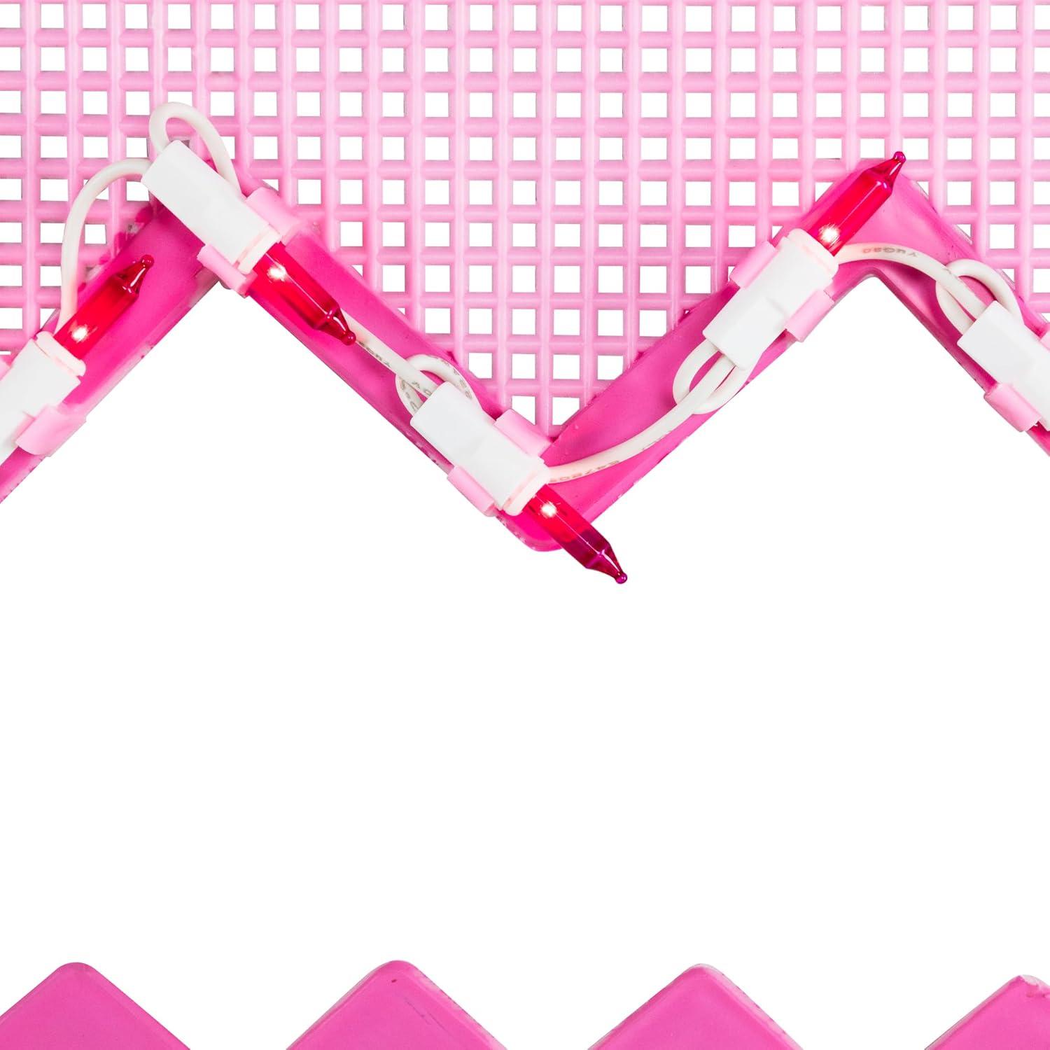 Northlight Lighted Chevron Stripe Easter Egg Window Decoration - 17" - Green and Pink