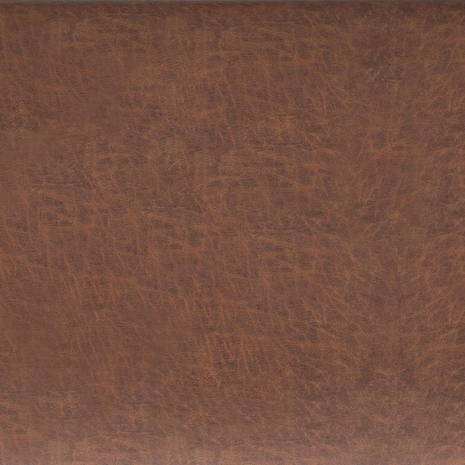 Simpli Home Shay 48 inch W. Modern Storage Ottoman in Distressed Saddle Brown Faux Leather