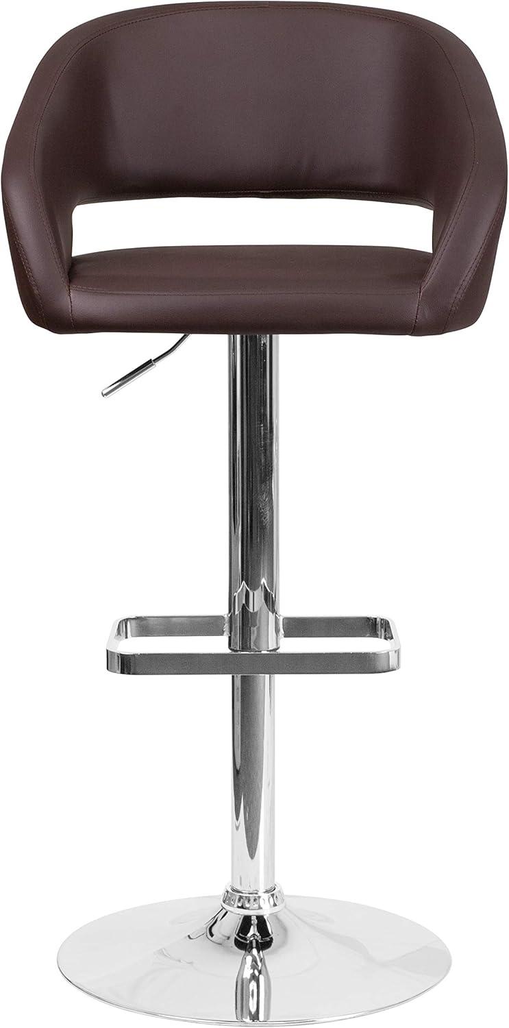 Flash Furniture Contemporary Vinyl Adjustable Height Barstool with Rounded Mid-Back