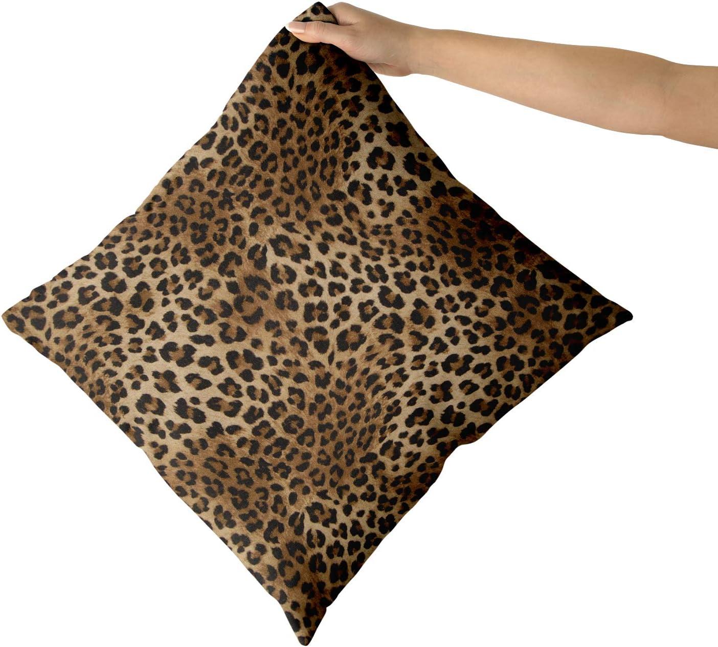 Brown Leopard Throw Pillow Cover - 2 Pcs Cheetah Pillow Case 20x20 inch Cotton Soft Animal Print Pillows Covers Decorative Cushion Cover for Home Couch Bed Sofa Double Side Printed