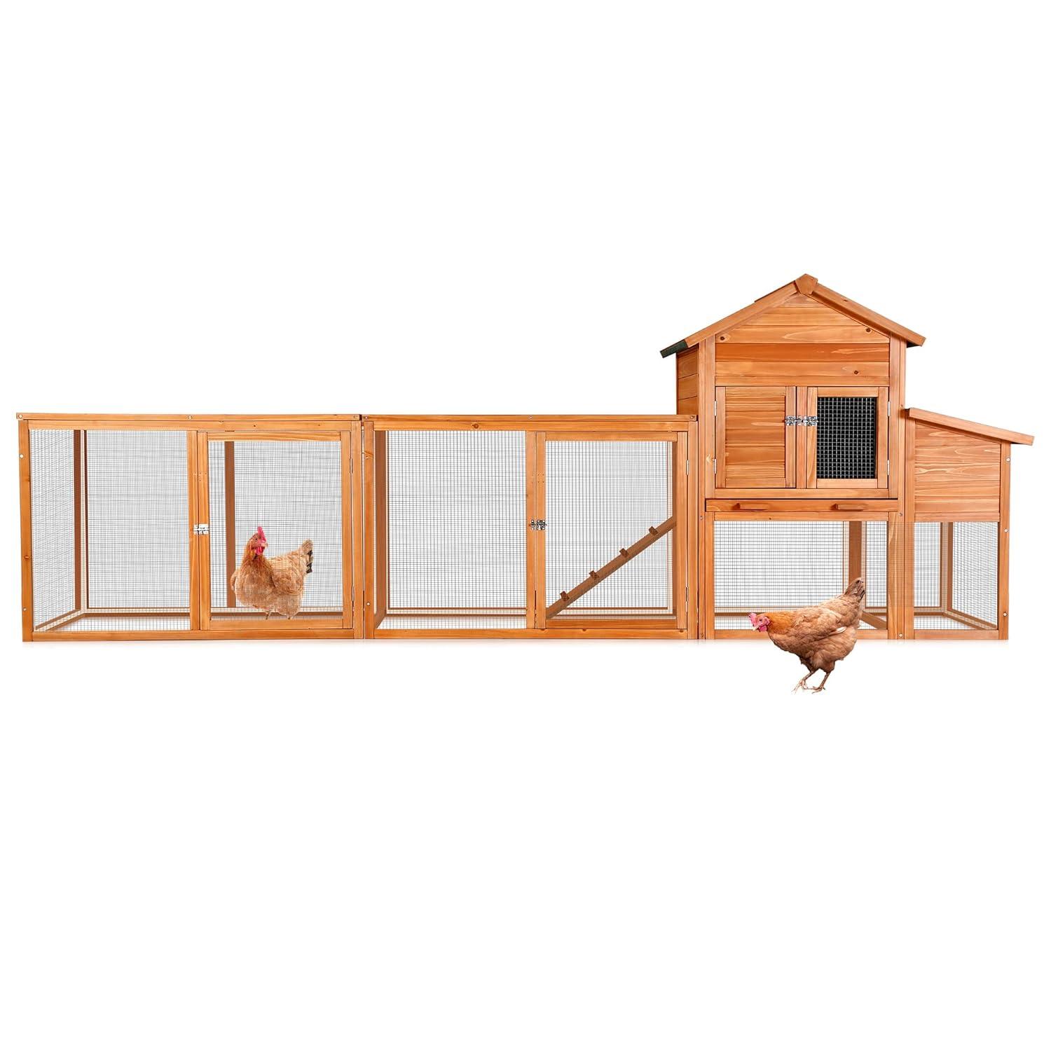 Outdoor Large Chicken Coop,Hen Run House Chicken Coops for 4-6 Chickens with Ventilation Door,Removable Tray and Ramp Garden