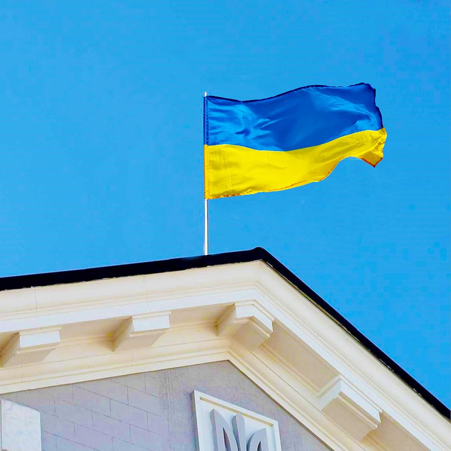 AhfuLife Ukraine Flag 3x5 Ft, Large Ukrainian Flags for Outside - Double Sided with Brass Eyelets for Olympic Party Decorations, Bar Garden Street Decoration Indoor Outdoor