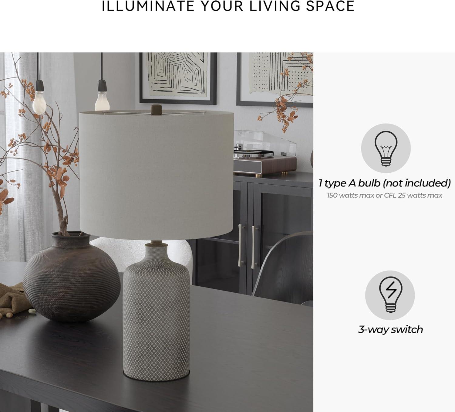 Signature Design by Ashley Linus Table Lamp Antique Black: Ceramic Base, Polyester Shade, UL Listed, 3-Way Switch