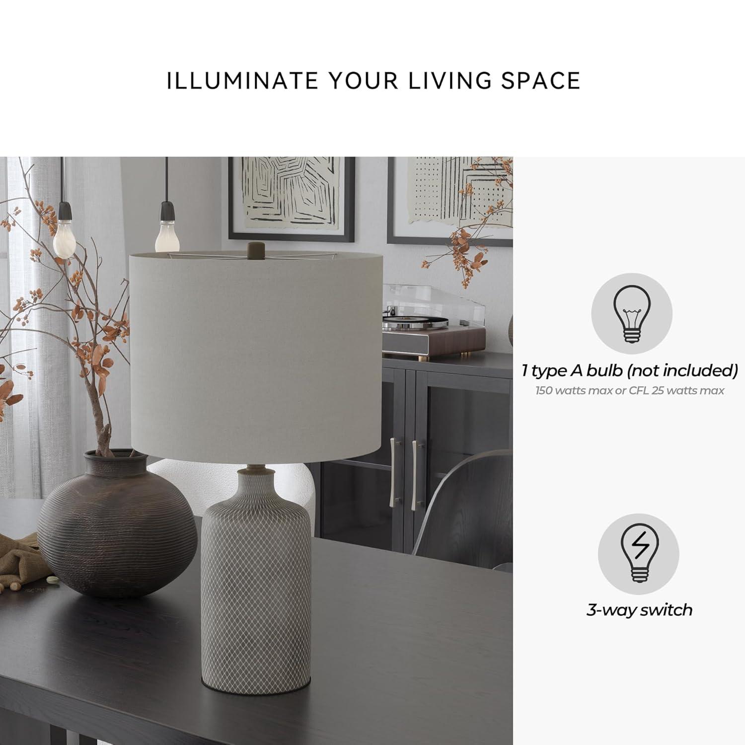Signature Design by Ashley Linus Table Lamp Antique Black: Ceramic Base, Polyester Shade, UL Listed, 3-Way Switch