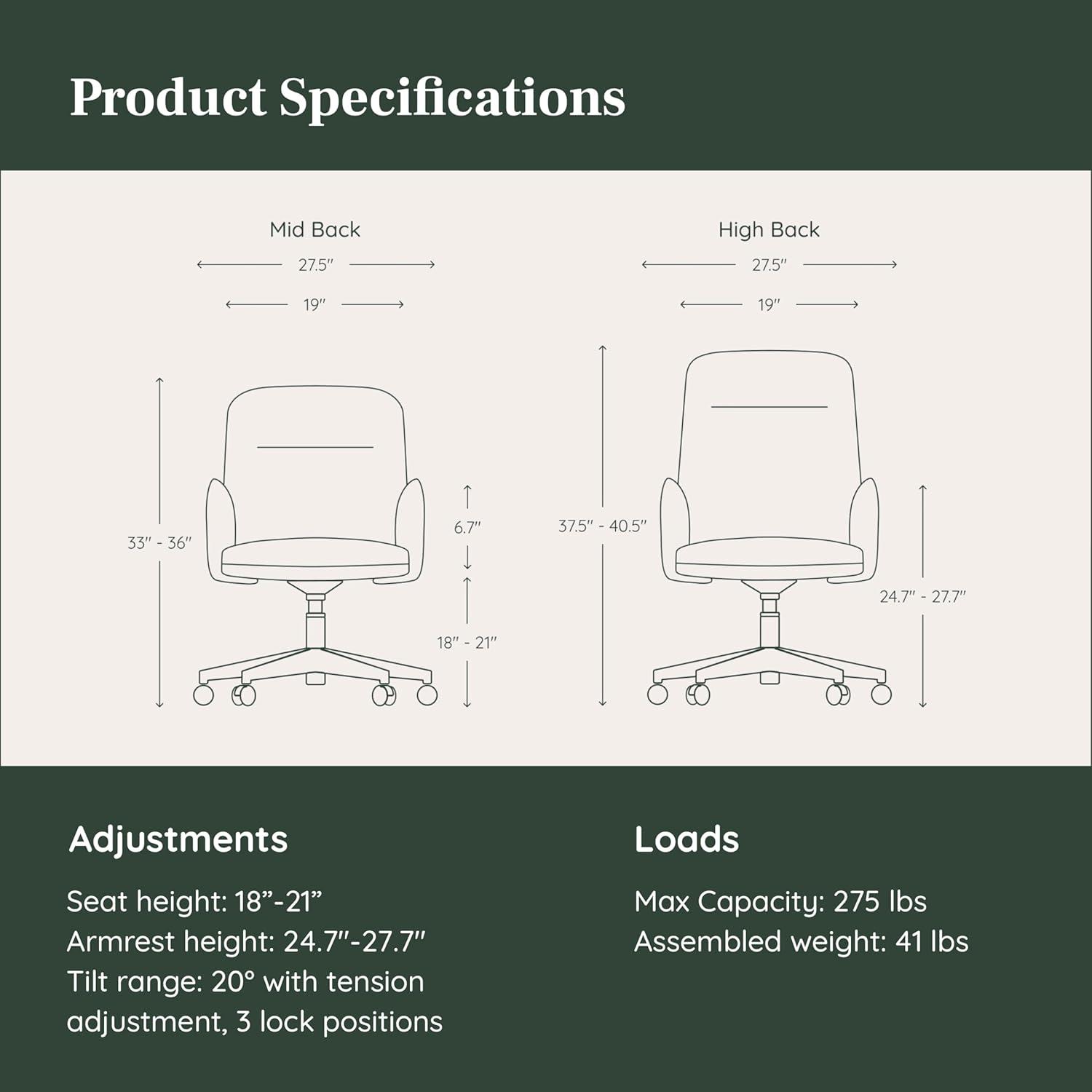 Overcast Fabric Mid Back Swivel Executive Chair