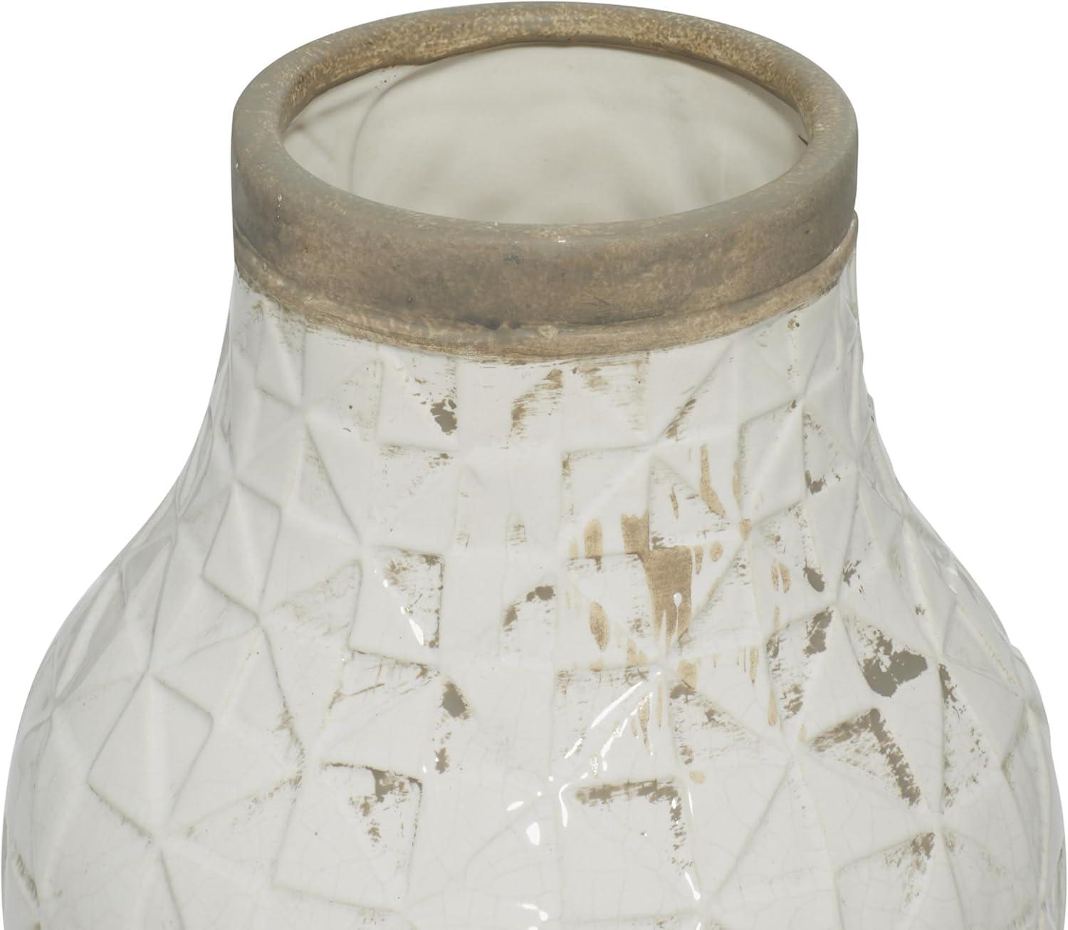 DecMode 16" White Ceramic Vase