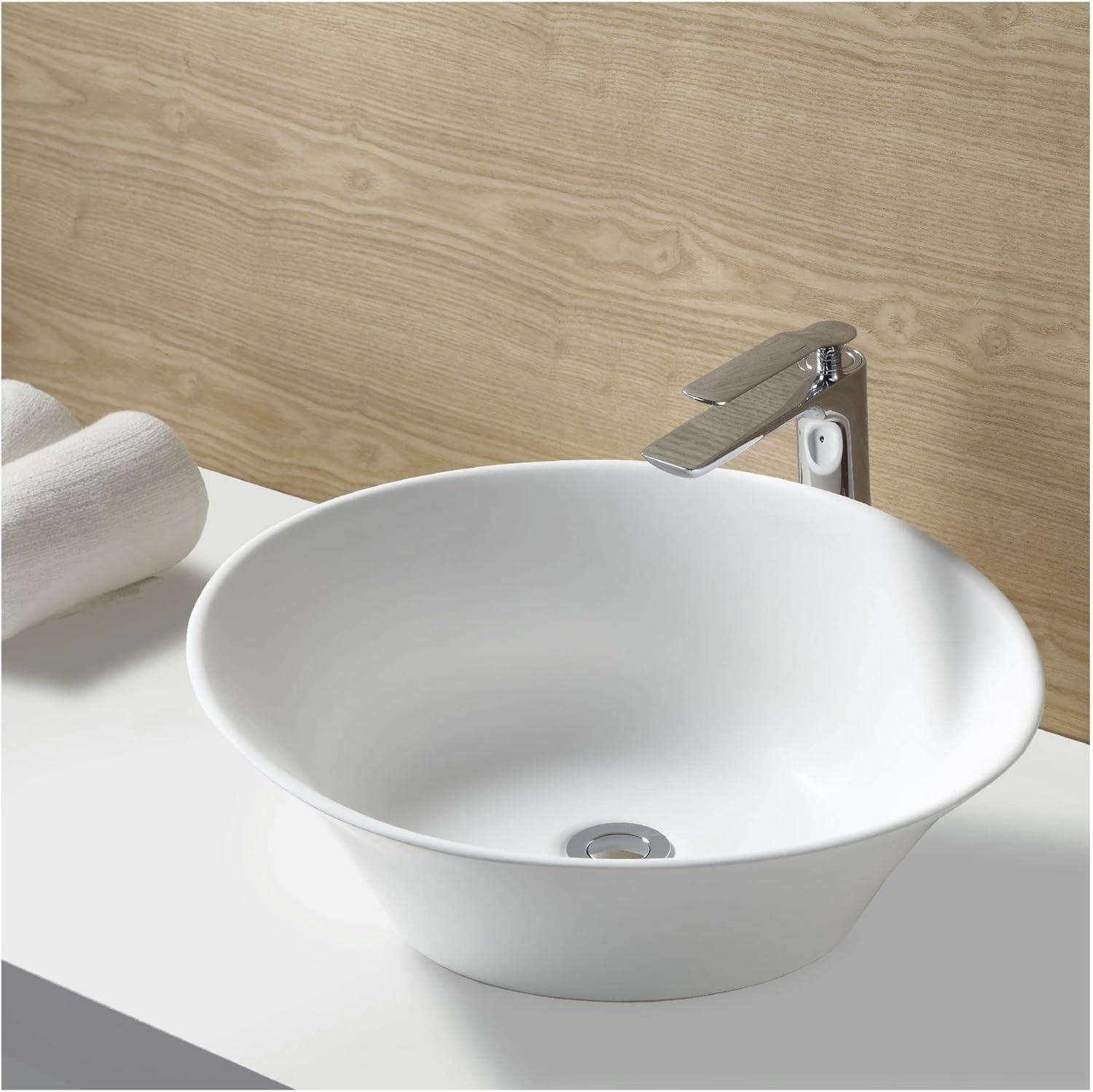 Karran Quattro 20-5/8'' X 17'' Matte White Acrylic Oval Vessel Sink