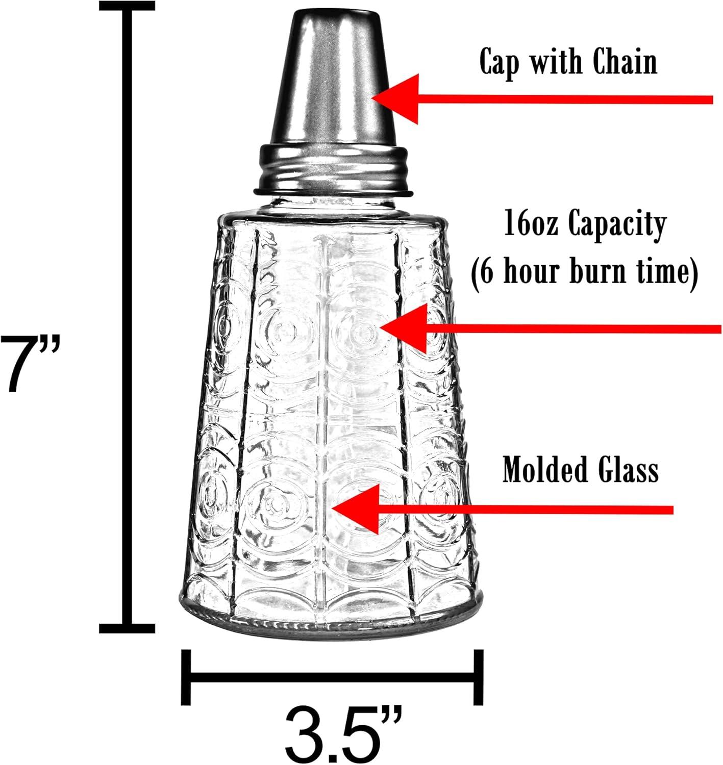 Seraphic Citronella Table Top Tiki Torches for Outdoor Patio, 16oz Decorative Glass Torch Citronella Oil Candles for Outside Deck, Garden, Parties, Set of 3, Gold