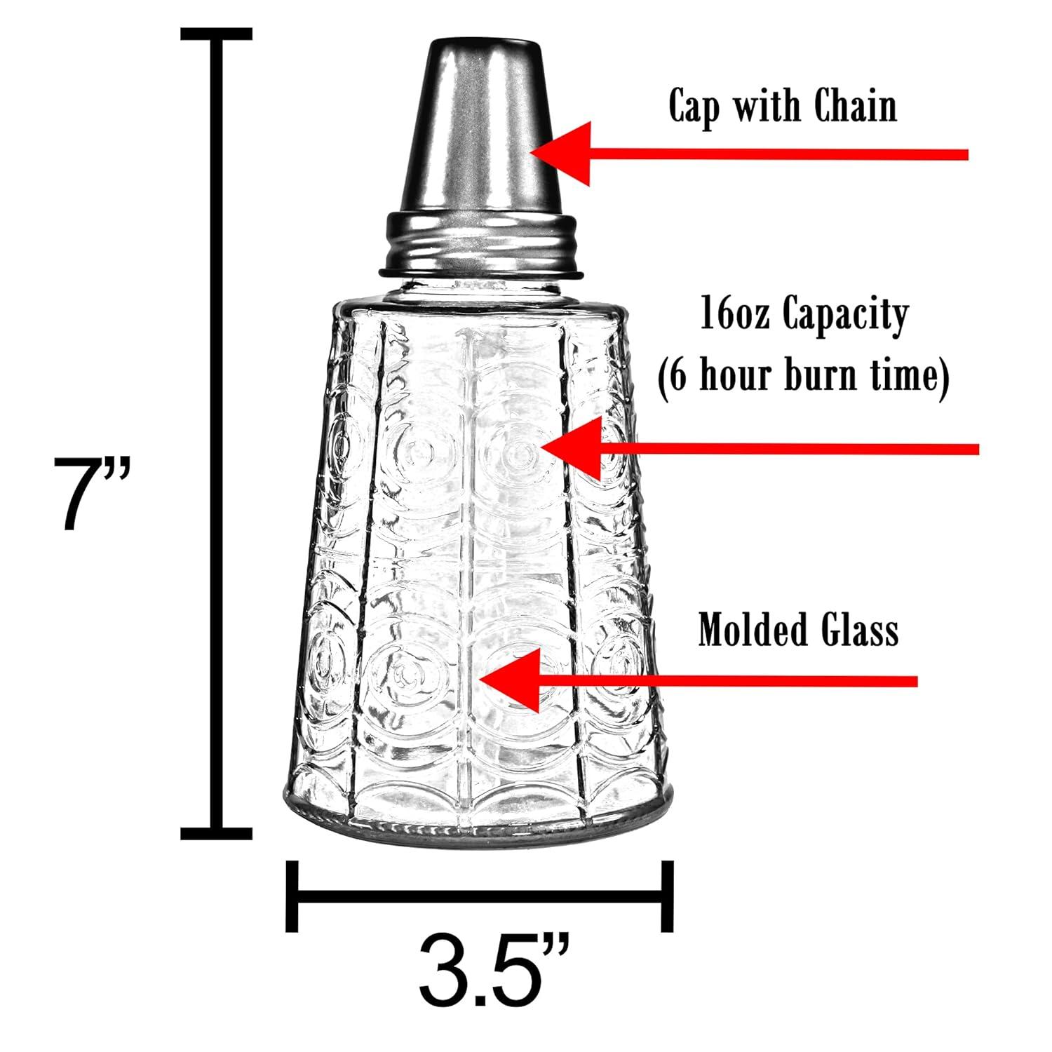 Seraphic Citronella Table Top Tiki Torches for Outdoor Patio, 16oz Decorative Glass Torch Citronella Oil Candles for Outside Deck, Garden, Parties, Set of 3, Gold