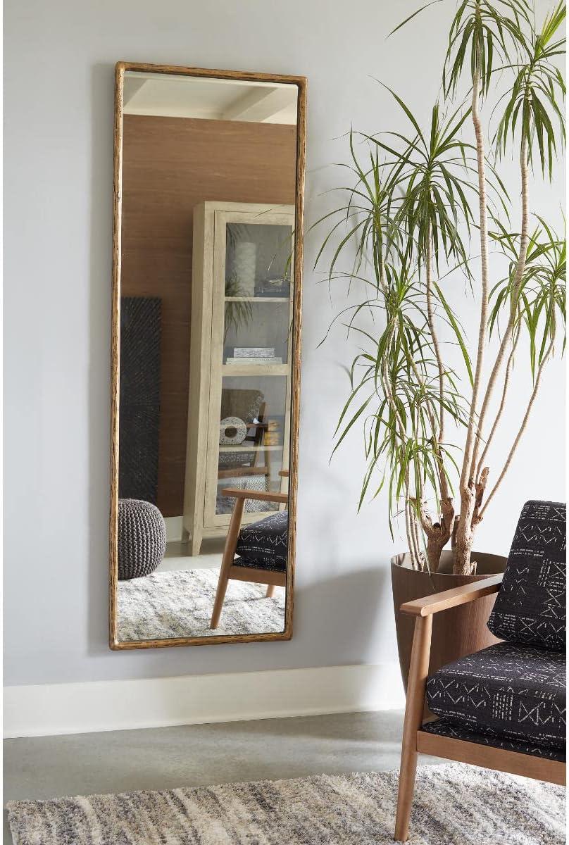 Signature Design by Ashley Contemporary Ryandale Floor Mirror  Antique Brass Finish