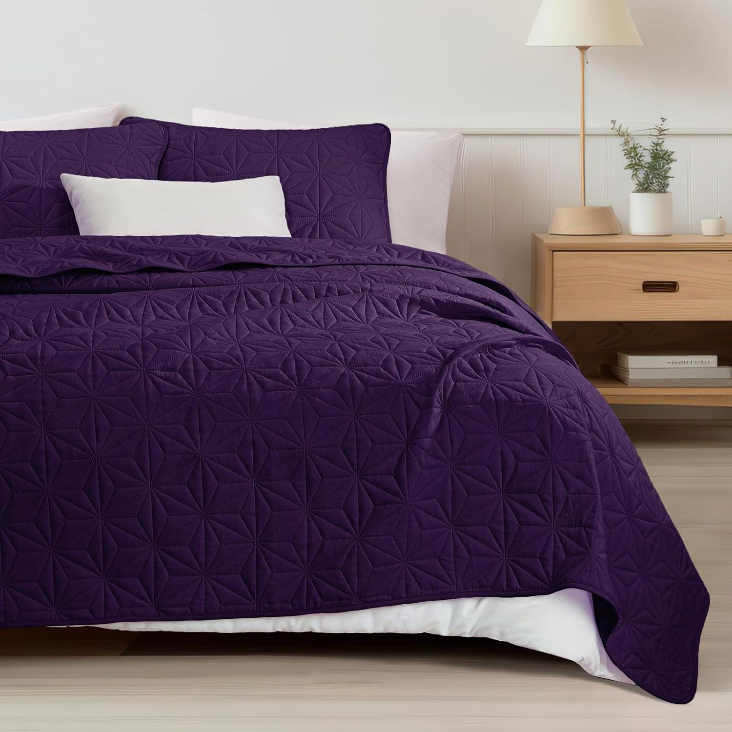 3-Piece King Size Quilt Set Purple - 3 Piece - King