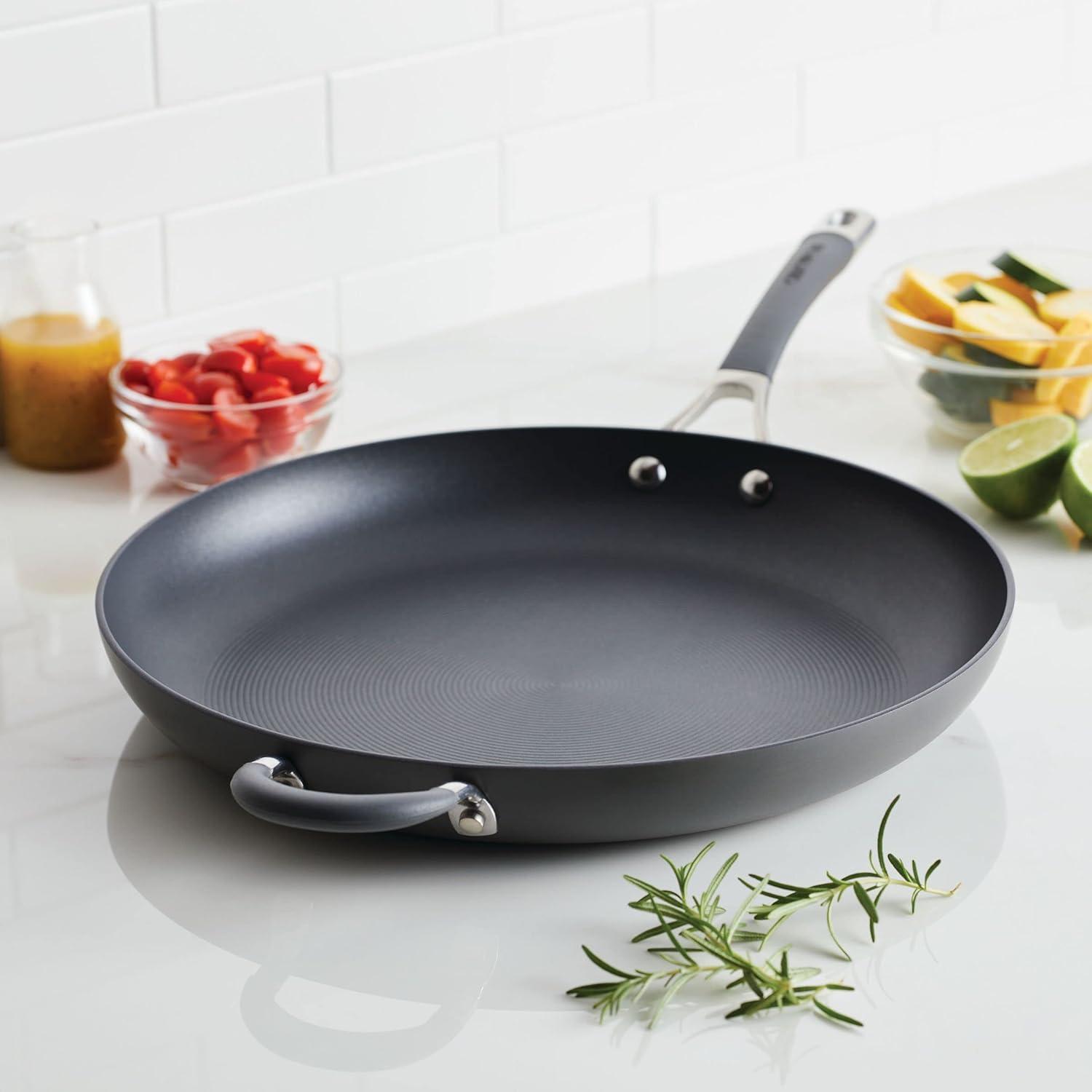 Gray 14-Inch Aluminum Nonstick Skillet with Helper Handle