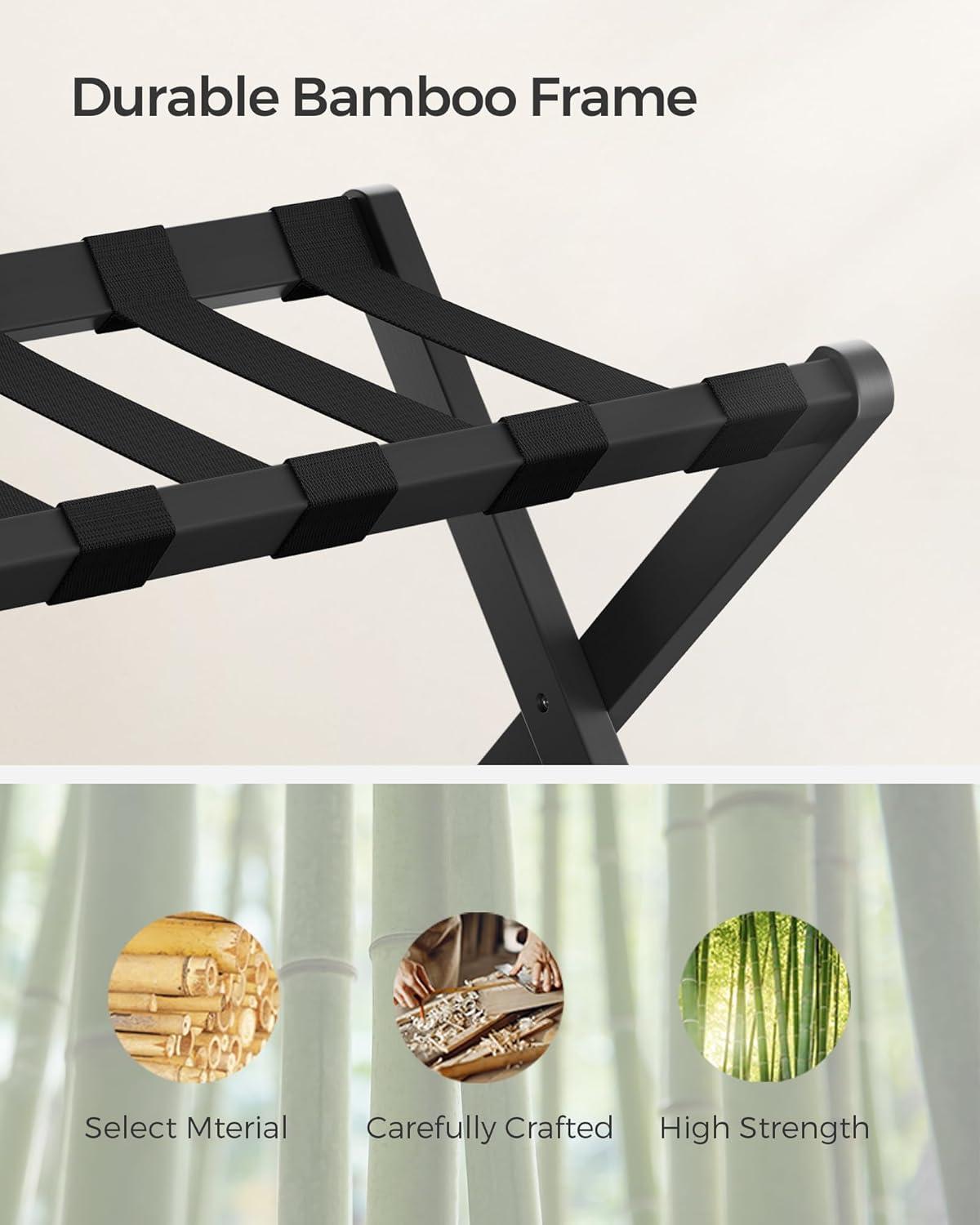 Bisiot Luggage Rack, Folding Suitcase Stand With Storage Shelf Holds Up To 131 Lb