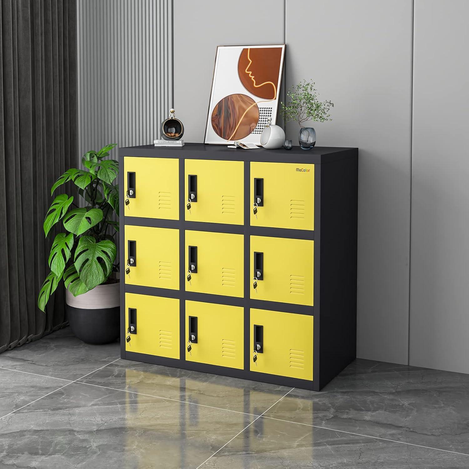 MECOLOR Metal Office and Home Storage Cabinet Locker with 9 Doors Beautiful Appearance