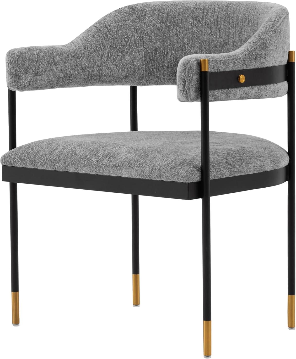 Lia Modern Boucle Upholstered Dining Armchair Gray - Manhattan Comfort: Brushed Gold Accents, No Assembly Required