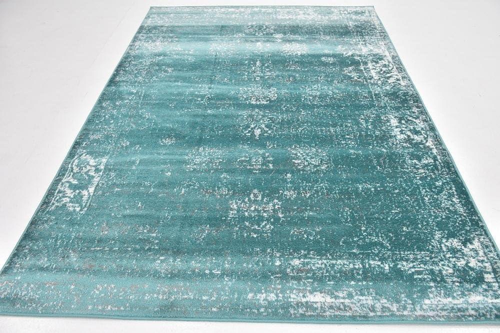 Unique Loom Sofia Collection Area Rug - Casino (6' 1" x 9' Rectangle Turquoise/Ivory)