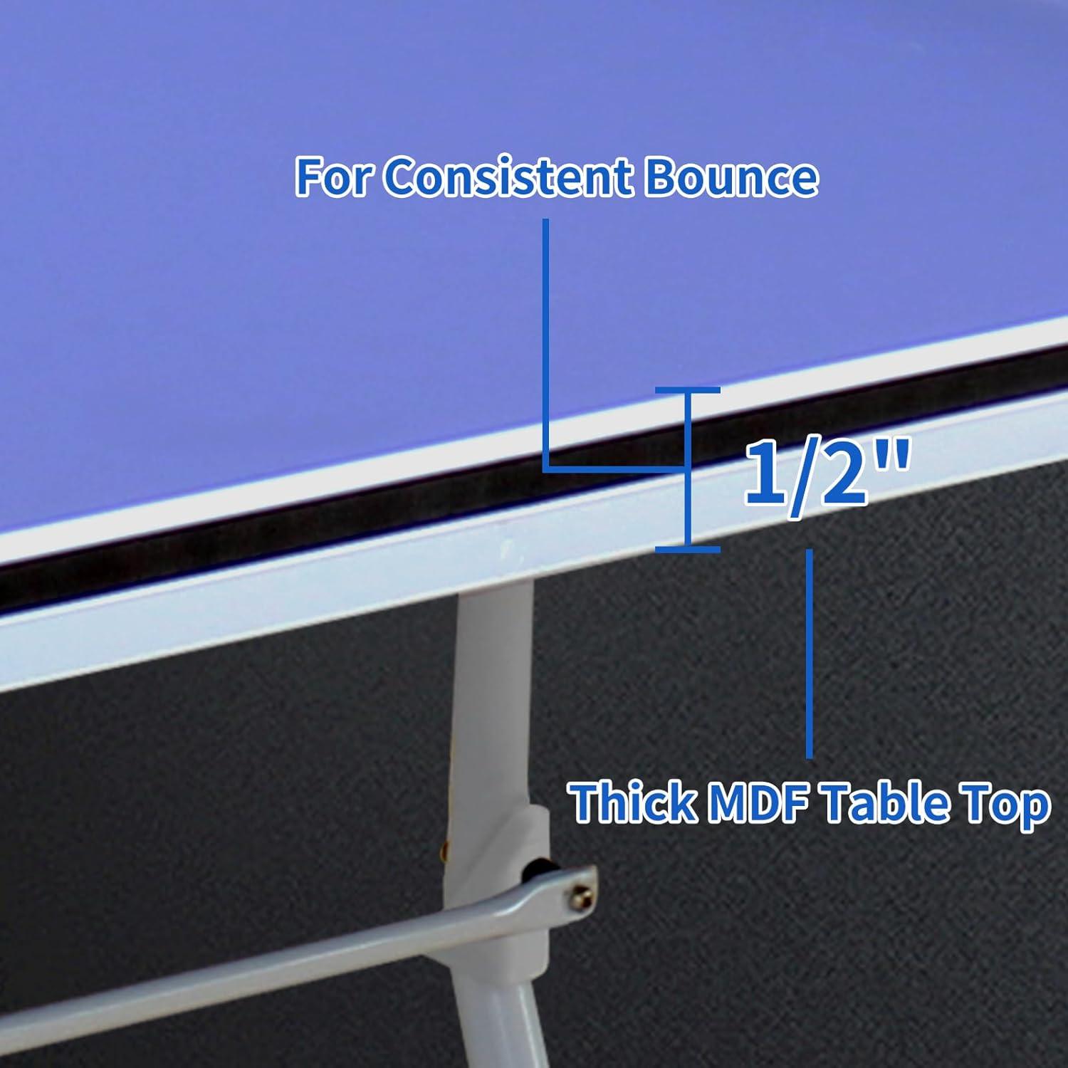 Ceballos 9Ft Mid-Size Table Tennis Table Foldable & Portable Ping Pong Table Set For Indoor Games With Net