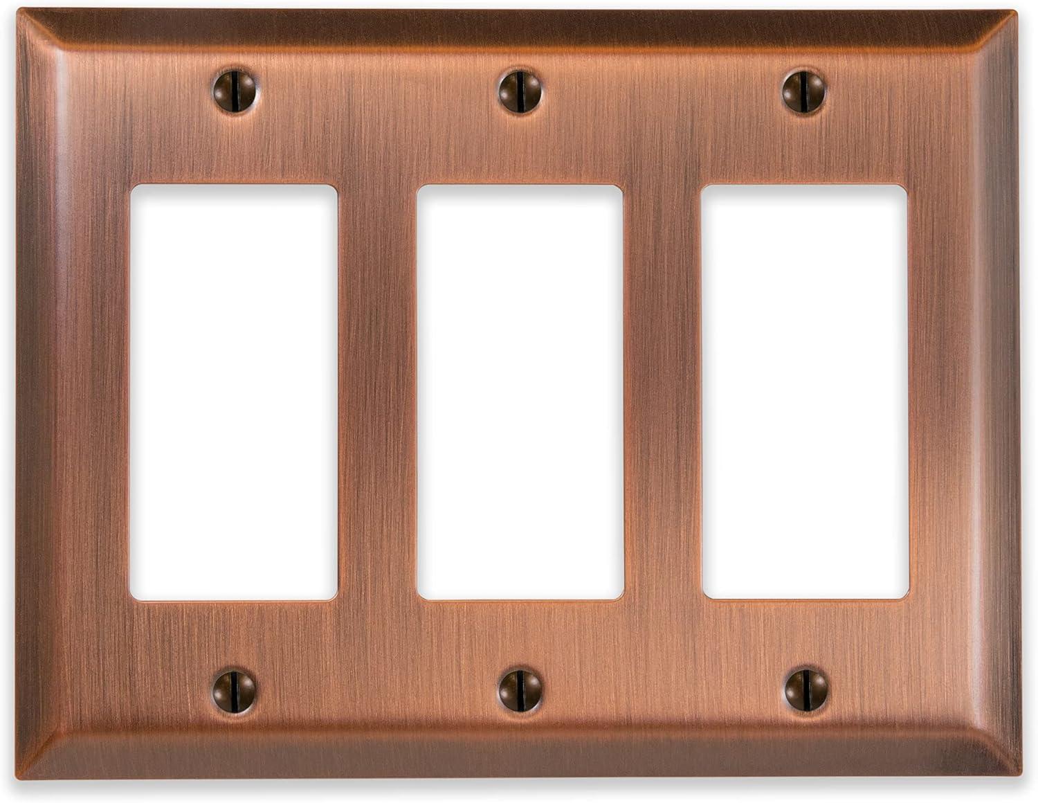 Amerelle 163RRRAC Century Wallplate, 3 Rocker, Steel, Antique Copper, 1-Pack