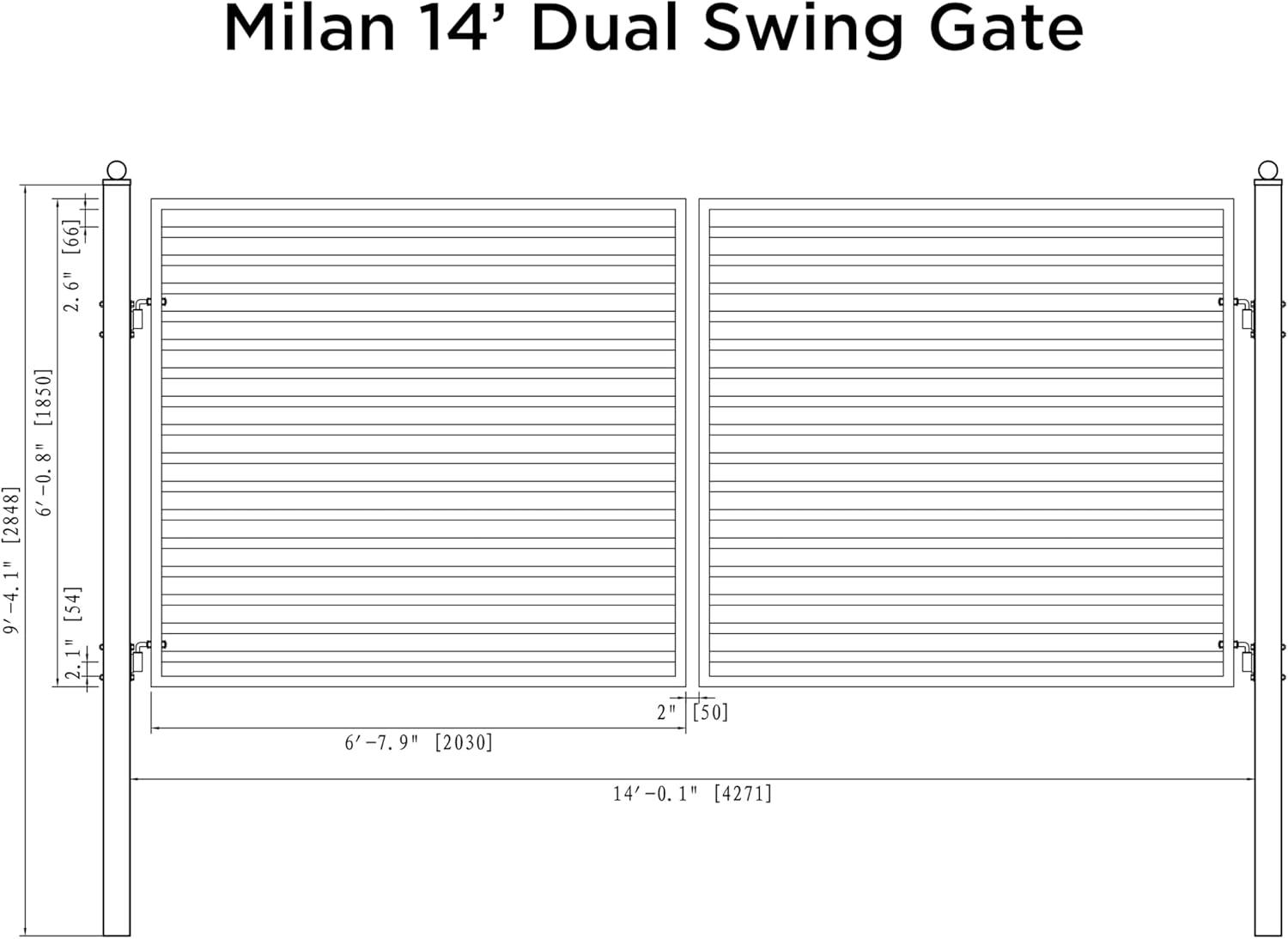 ALEKO Milan Style Dual Swing Galvanized Steel Driveway Gate 14 feet Black