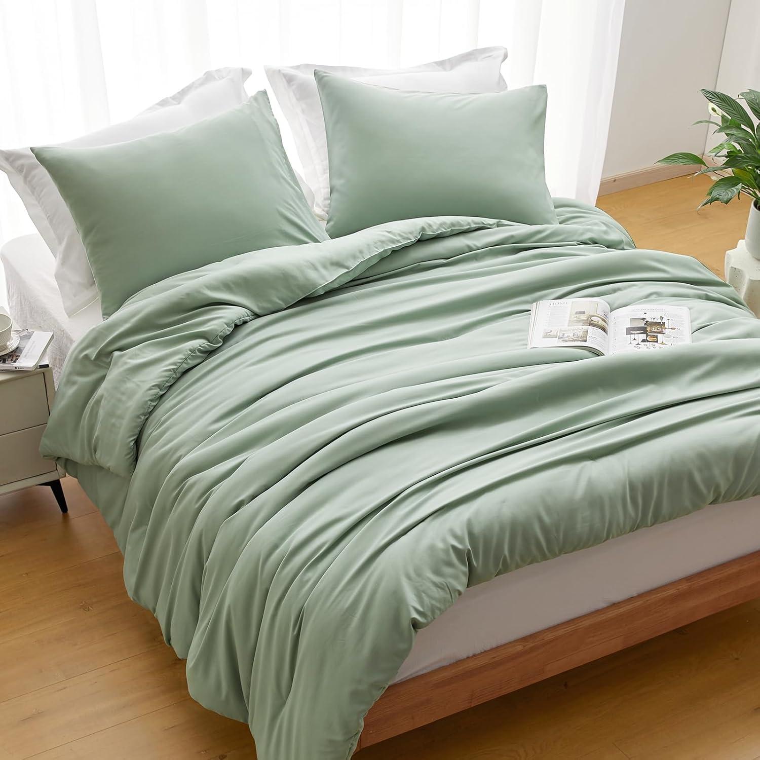 Sage Green Queen Microfiber Down Alternative Comforter Set