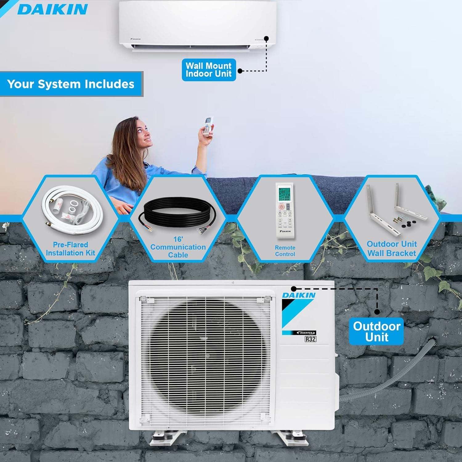 Daikin 18000 BTU 18 SEER2 Entra Series Ductless Mini-Split Air Conditioner - R32