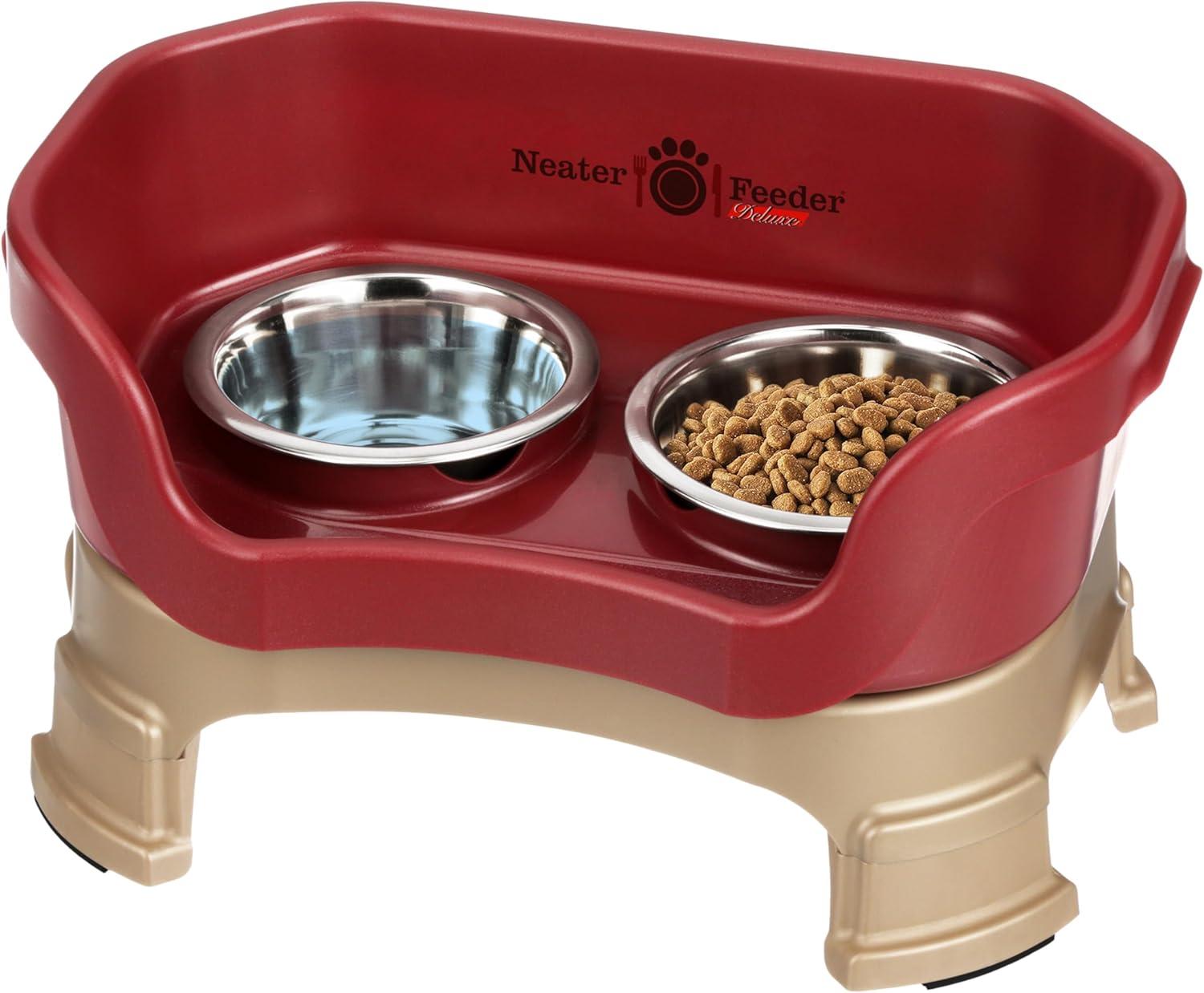 Neater Pets Neater Feeder Deluxe With Leg Extensions Mess-Proof Elevated Food & Water Bowls for Cats, Cranberry