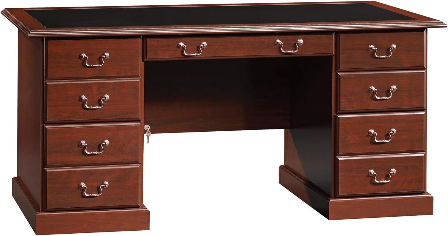 Classic Cherry 65" Executive Desk with Keyboard Tray and Filing Cabinet