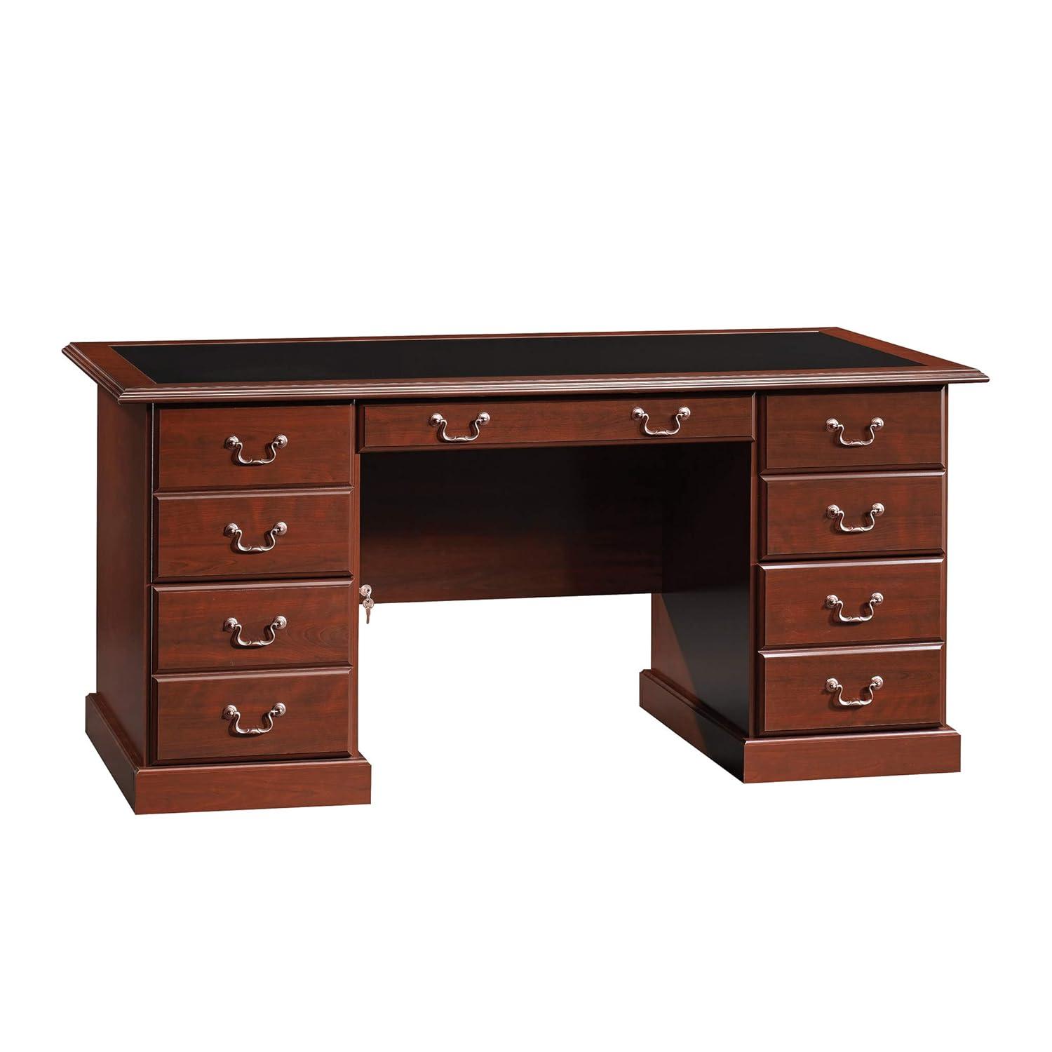 Classic Cherry 65" Executive Desk with Keyboard Tray and Filing Cabinet