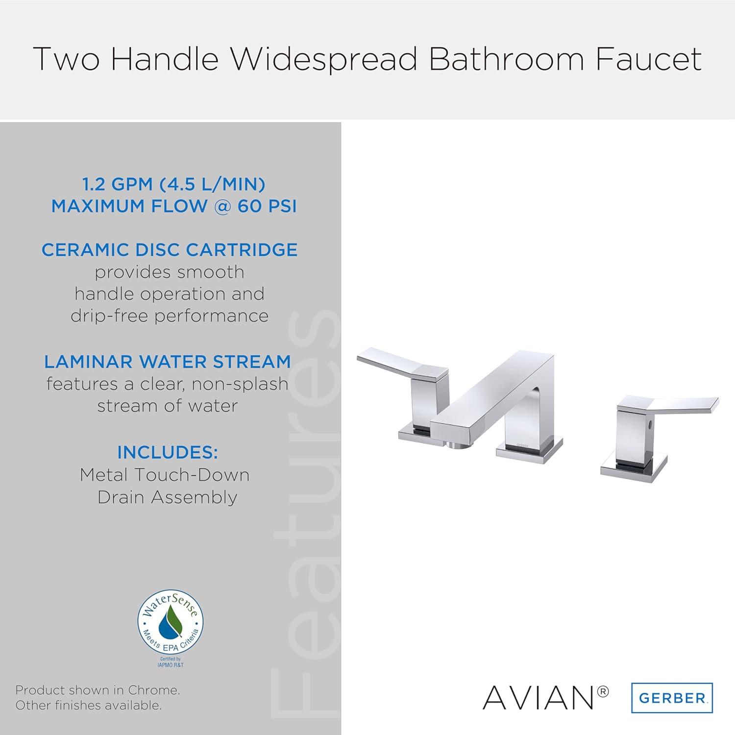 Avian Widespread Bathroom Faucet with Drain Assembly