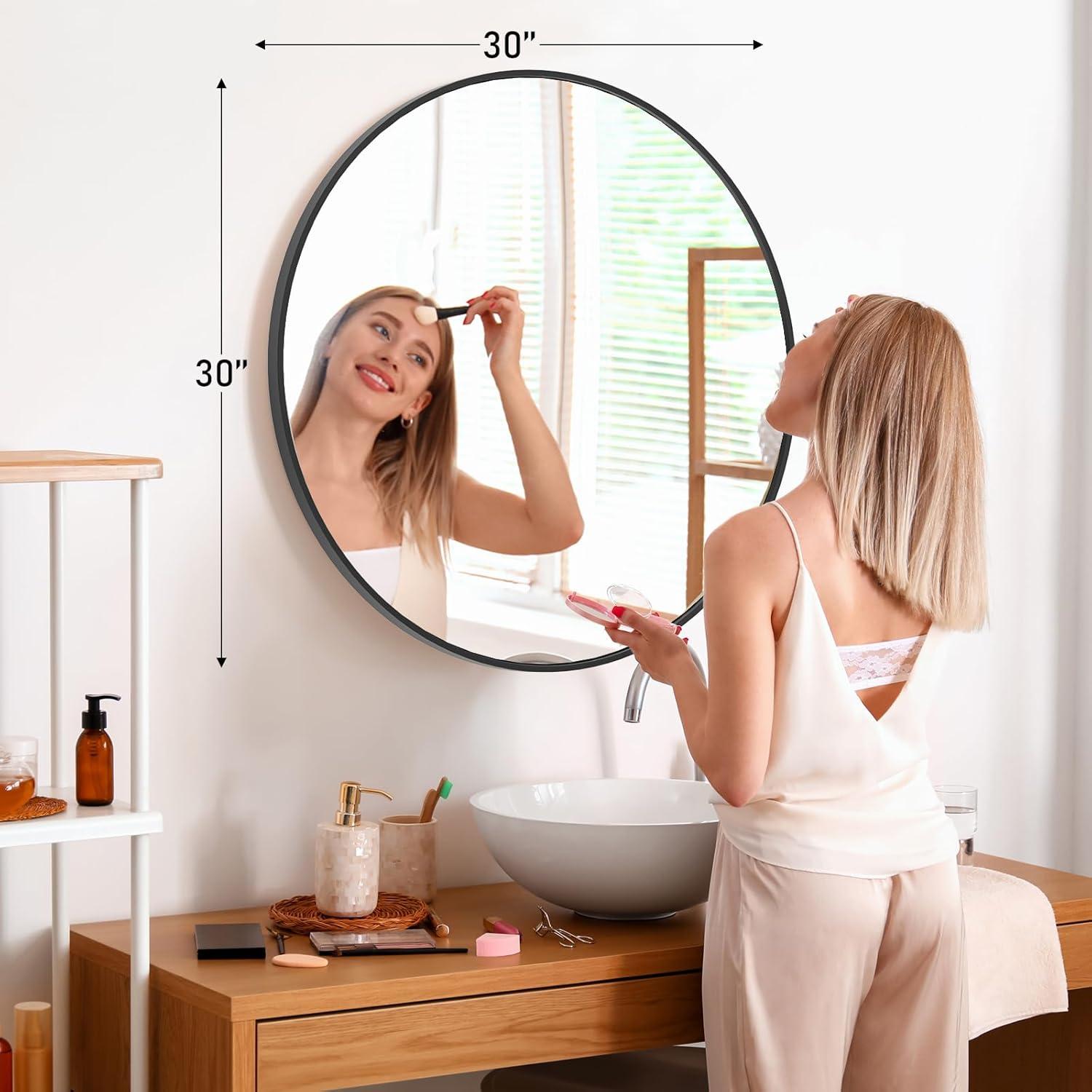 20" Round Silver Aluminum Wall Mirror
