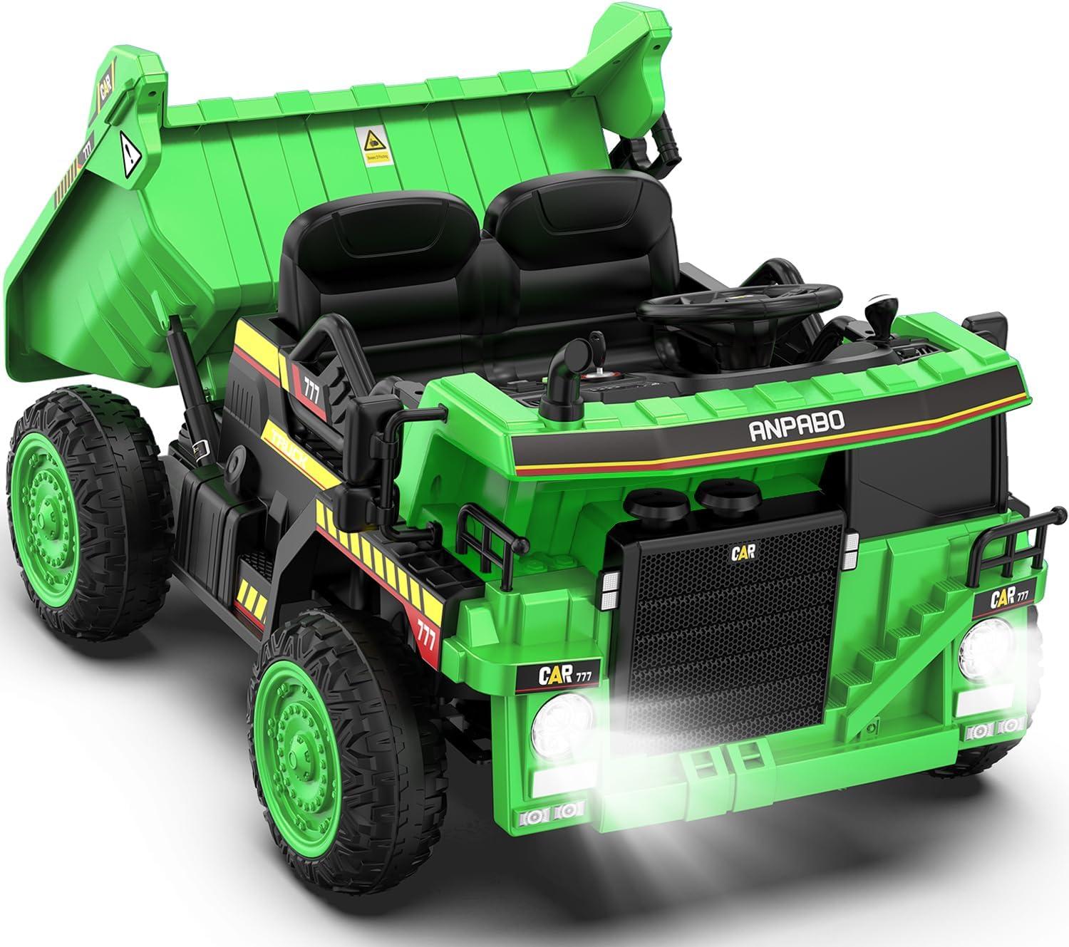 Green 12V Electric Ride-On Dump Truck with Remote Control