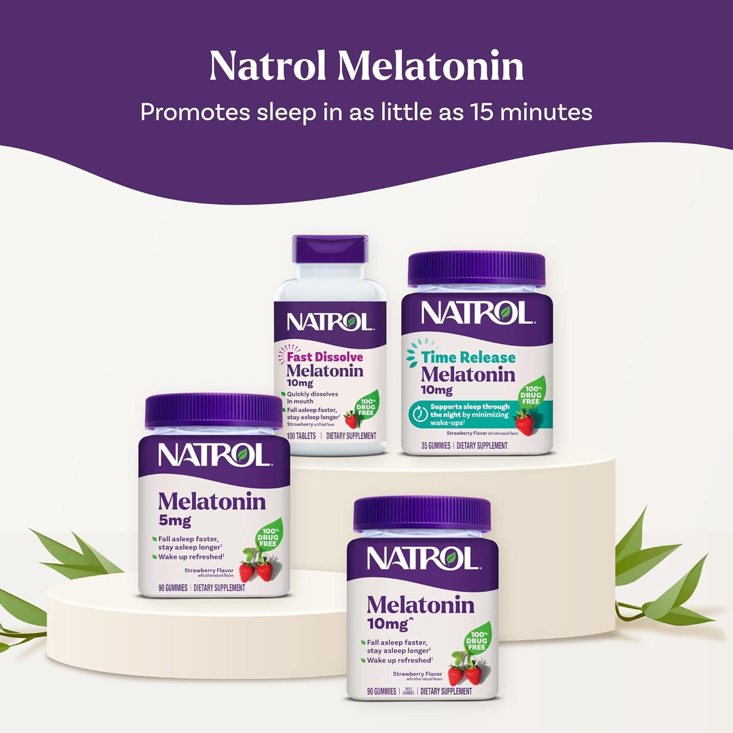 Natrol Fast Dissolve Melatonin 1 mg, Melatonin Supplements for Restful Sleep, Sleep Support for Adults, 90 Strawberry-Flavored Tablets, Up to a 90 Day Supply