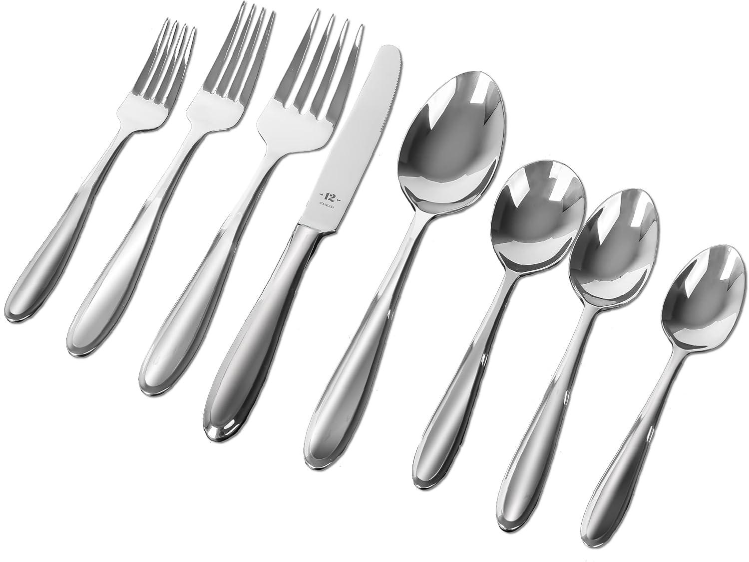 26-Piece Polished Stainless Steel Flatware Set with Beveled Edges