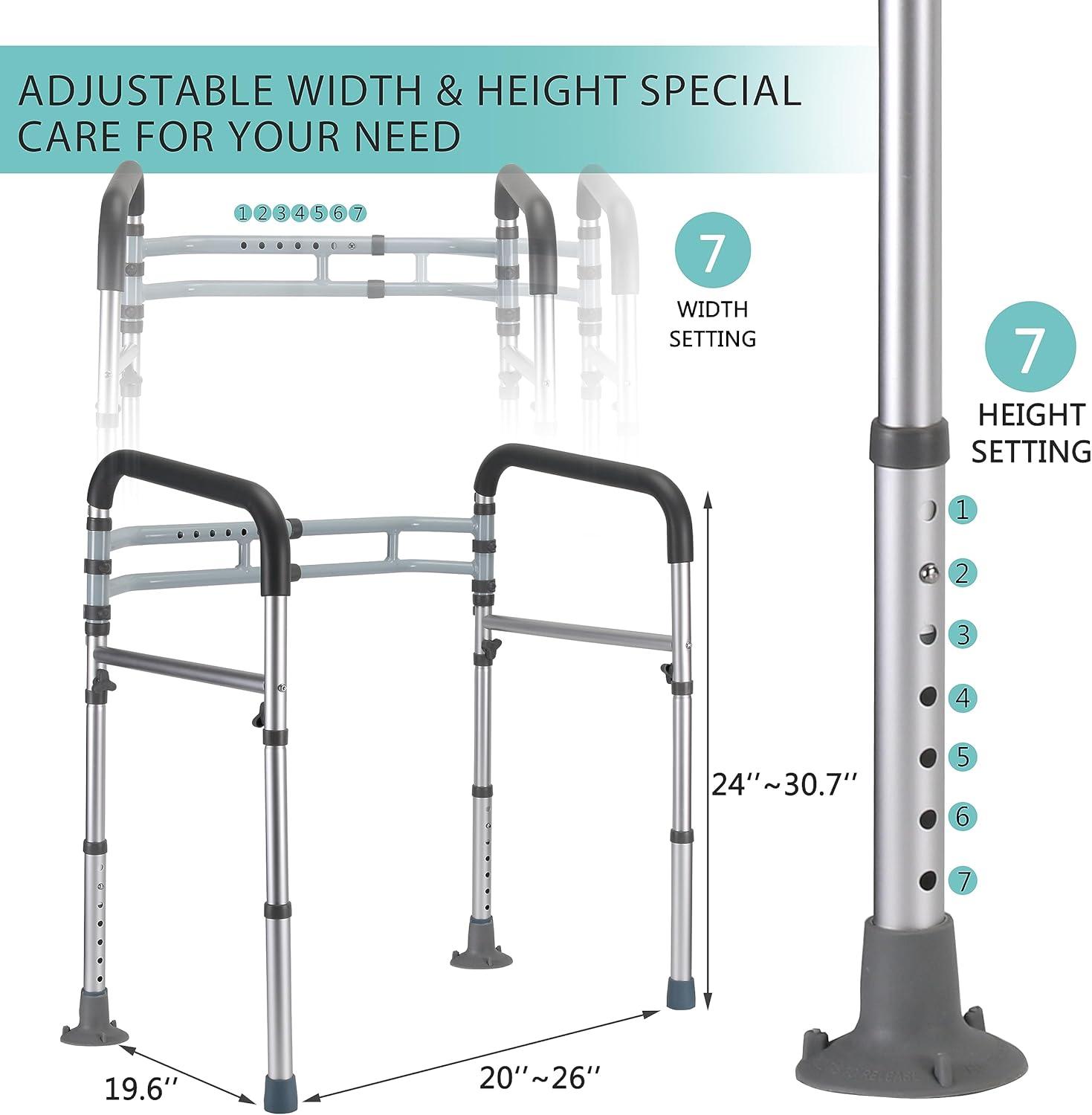 Adjustable Aluminum Toilet Safety Rails with Foam Handles