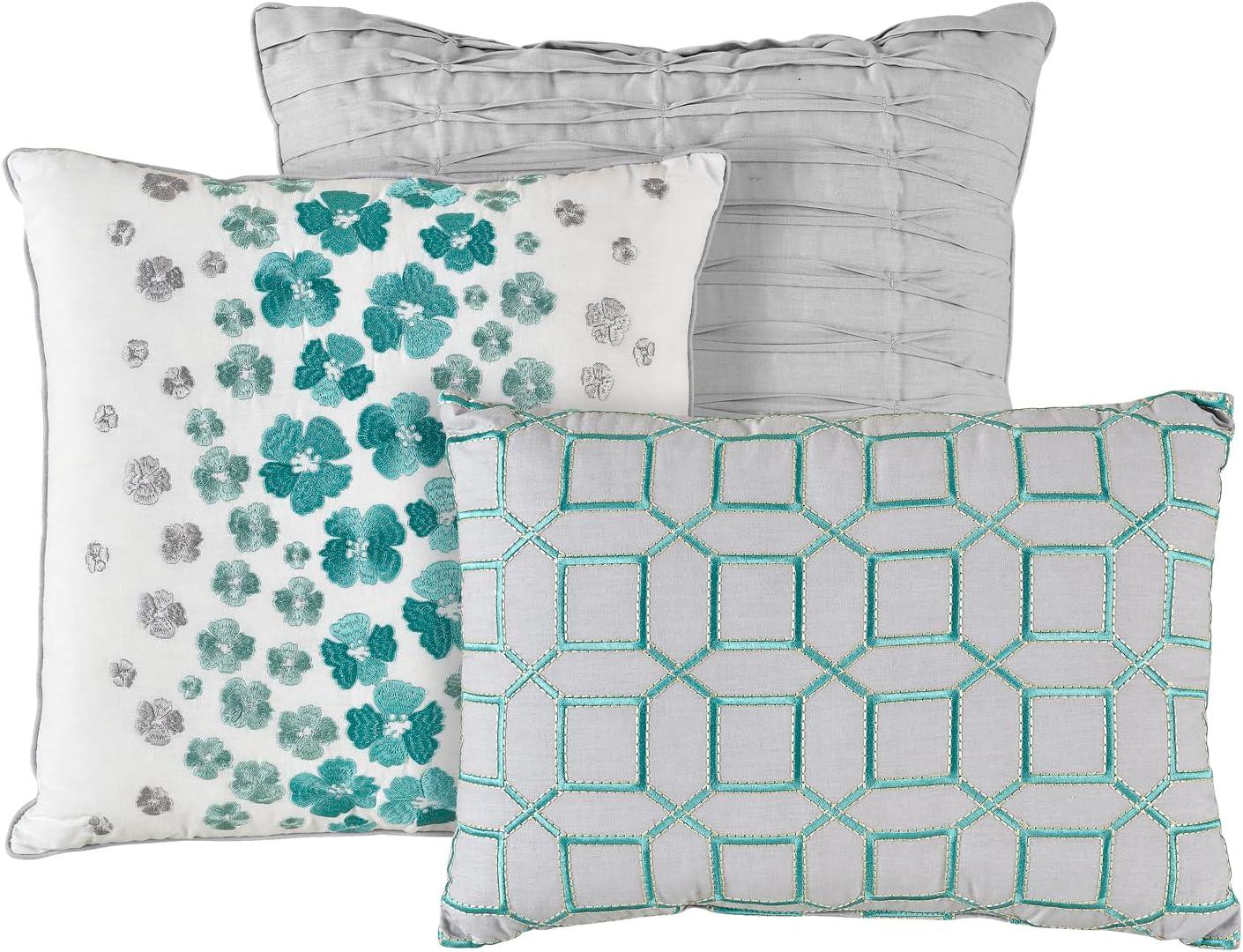 Teal Floral Full Cotton Reversible Comforter Set