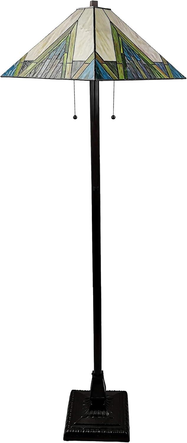 Tiffany Style 2 Light Mission Floor Lamp - 62" Tall