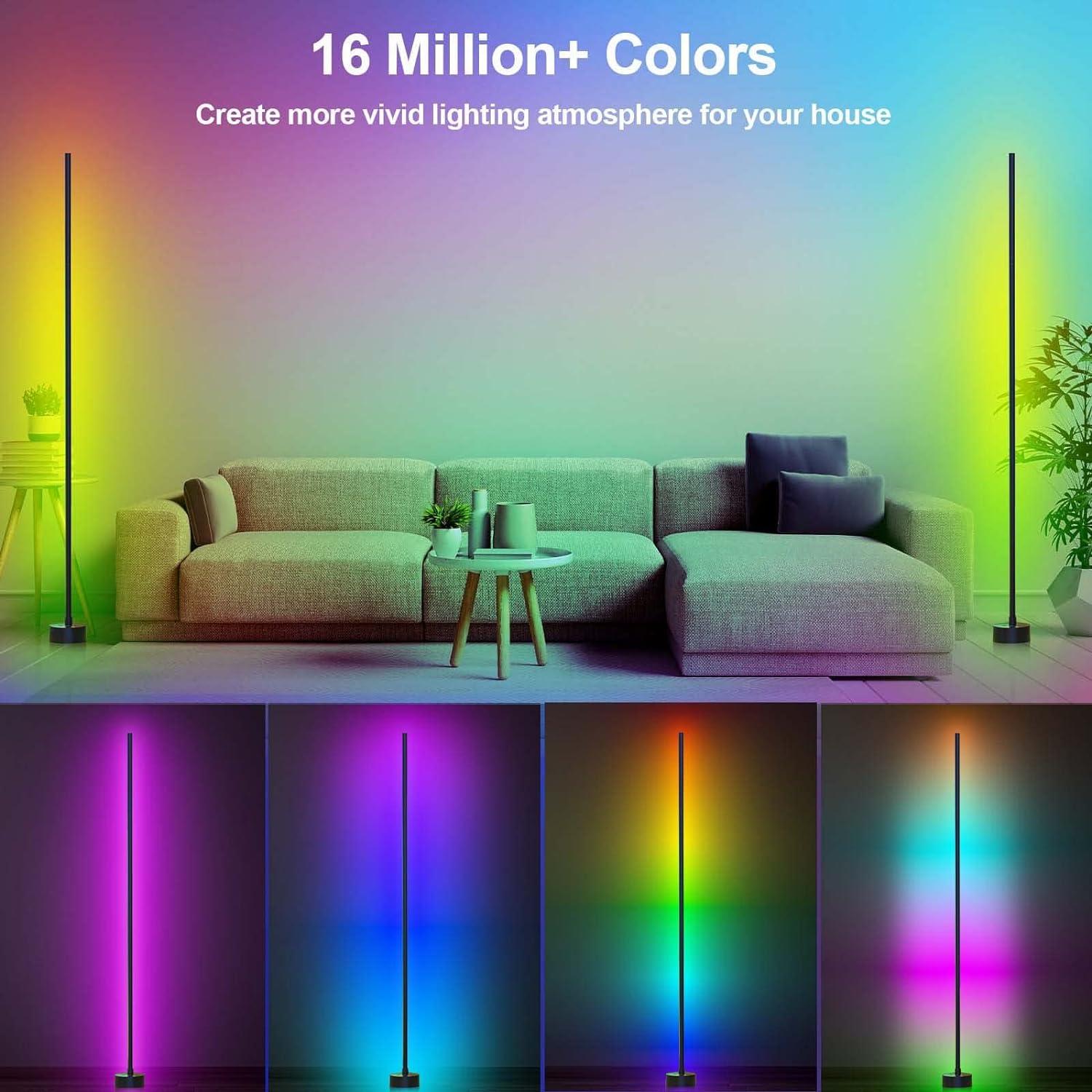 Corner Floor Lamp - Smart RGB LED Corner Lamp with App and Remote Control, 16 Million Colors & 68+ Scene, Music Sync, Timer Setting - Ideal for Living Rooms, Bedrooms, and Gaming Rooms